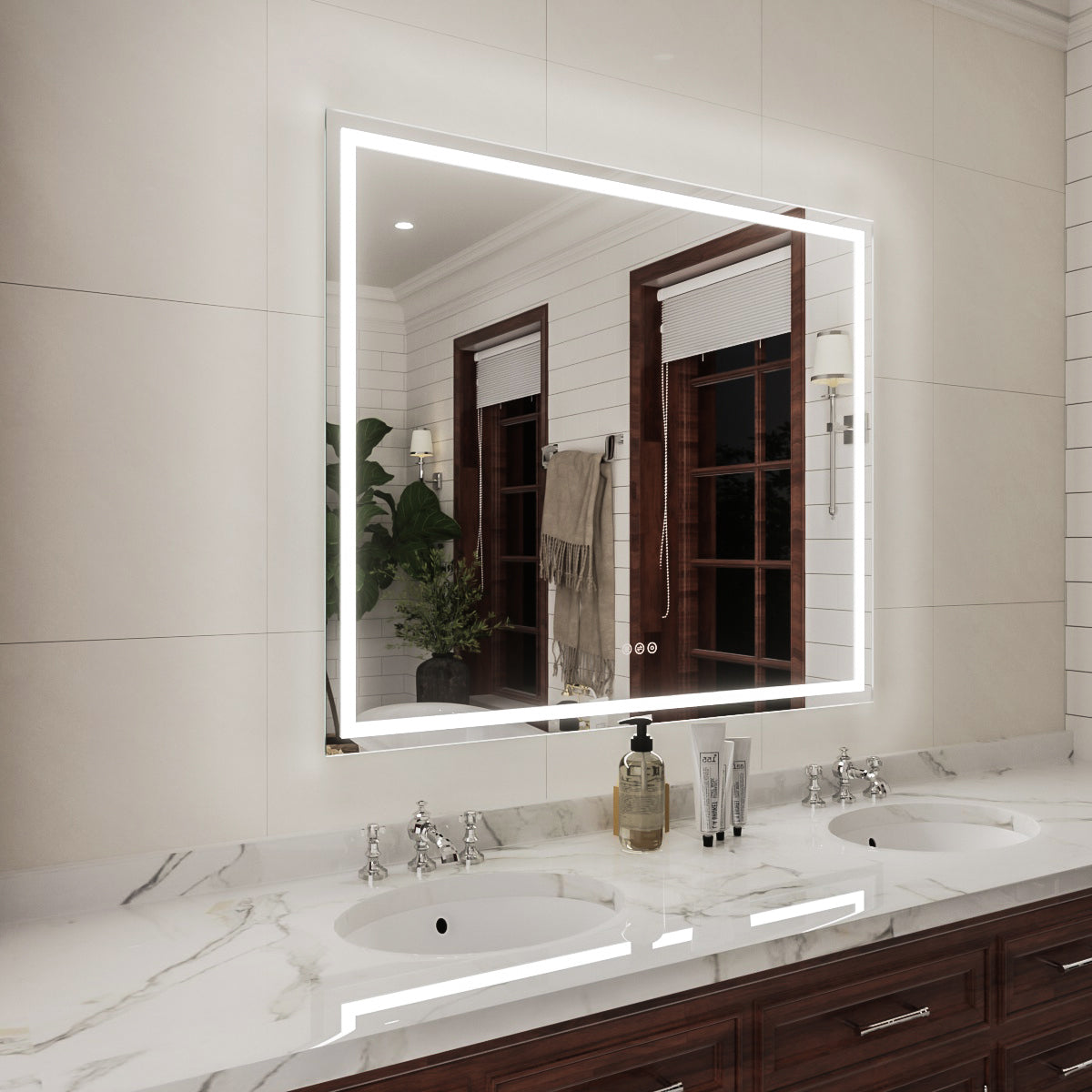 Niveal LMD Series Rectangular Frameless LED Wall Bathroom Vanity Mirror in Silver