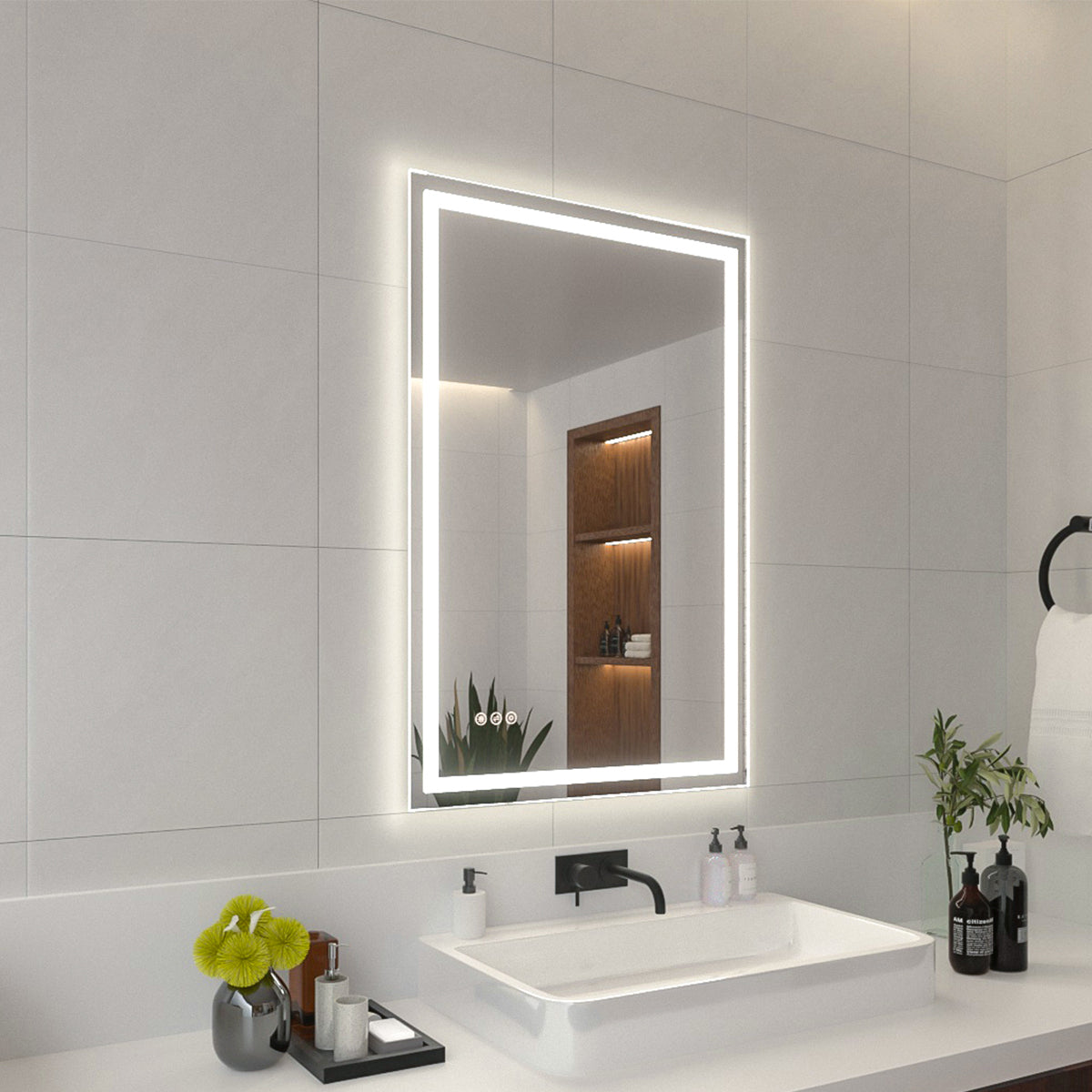Niveal LMI Series Rectangular Frameless LED Wall Bathroom Vanity Mirror