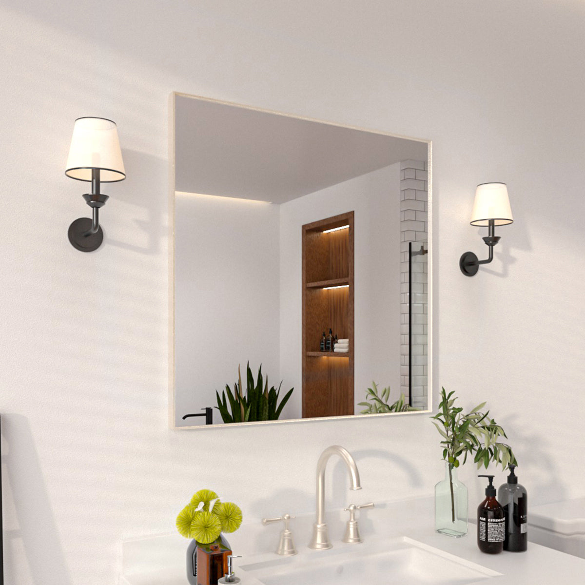 Niveal SE Series Aura Rectangular Framed Wall Bathroom Vanity Mirror