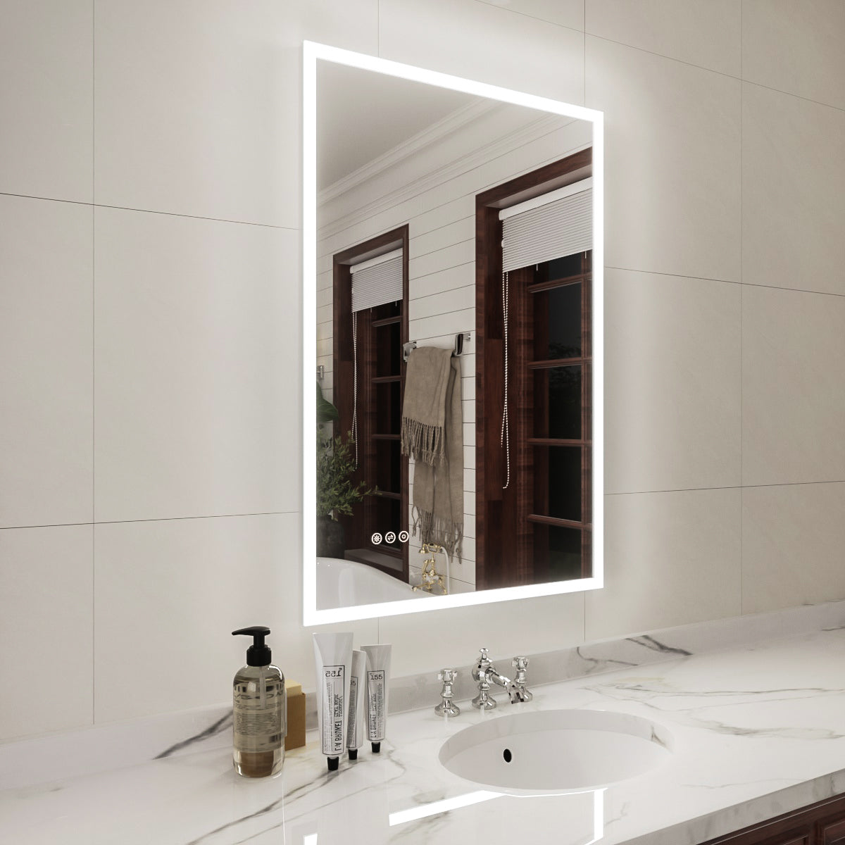 Niveal LMC Series Rectangular Frameless LED Wall Bathroom Vanity Mirror in Silver