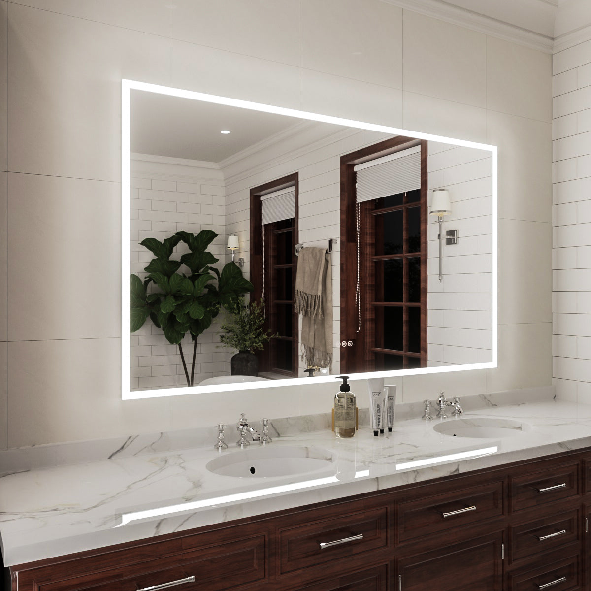 Niveal LMC Series Rectangular Frameless LED Wall Bathroom Vanity Mirror in Silver