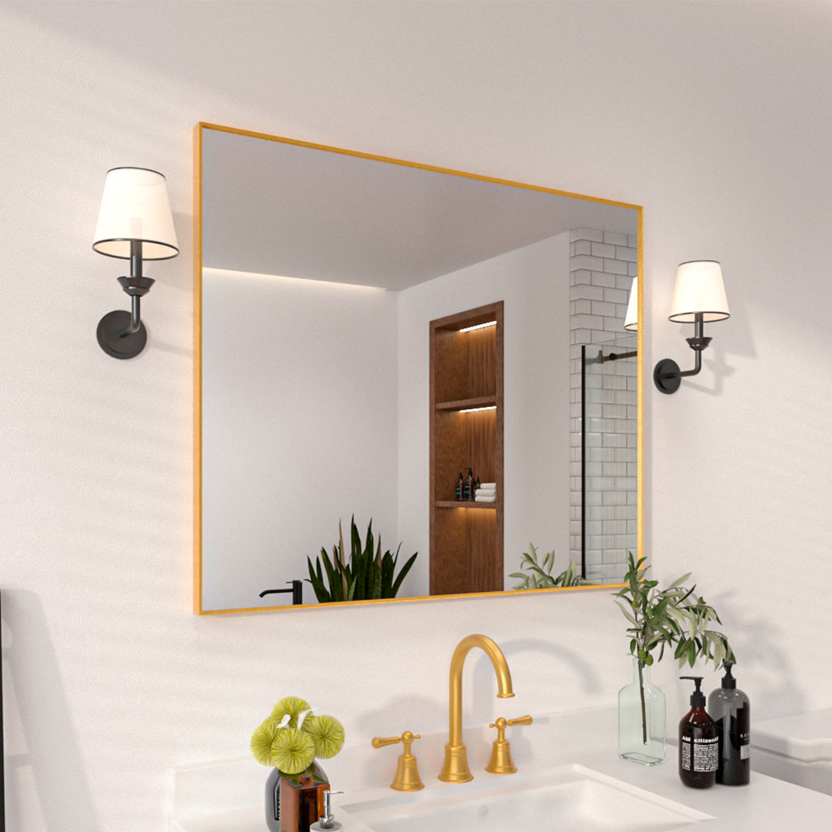 Niveal SE Series Aura Rectangular Framed Wall Bathroom Vanity Mirror