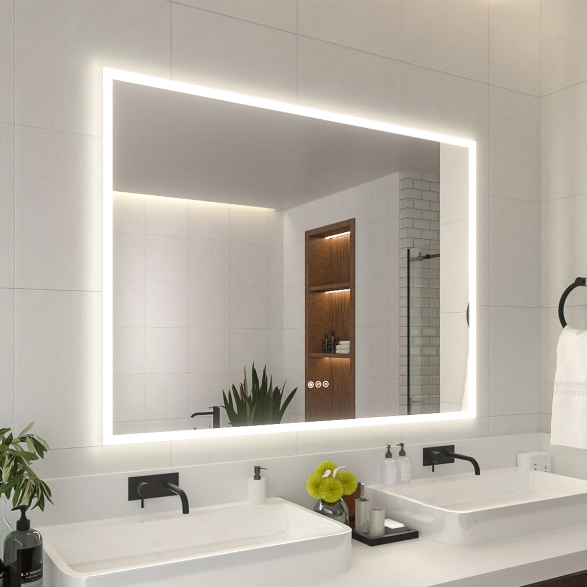 Niveal LMO Series Rectangular Frameless LED Wall Bathroom Vanity Mirror