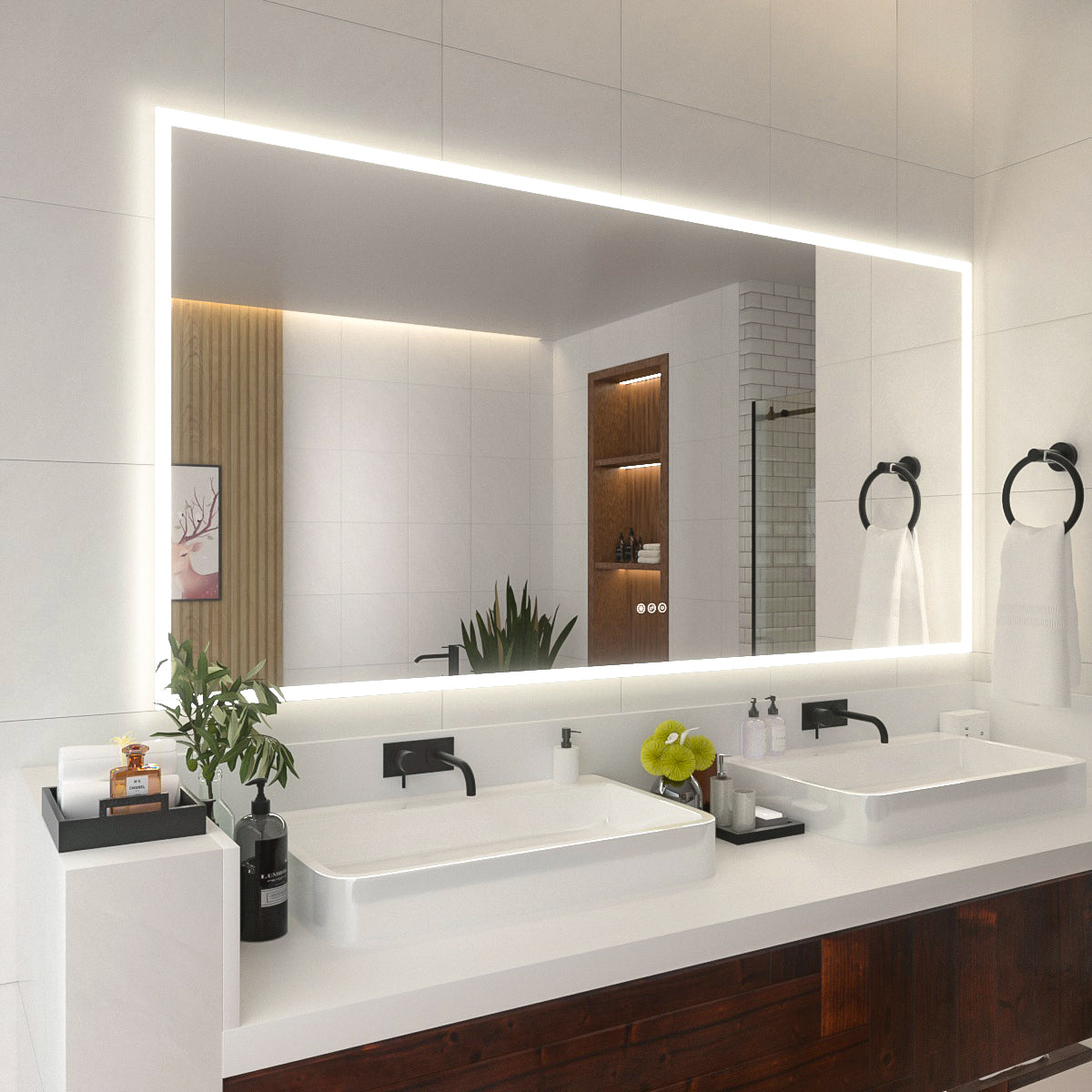 Niveal LMO Series Rectangular Frameless LED Wall Bathroom Vanity Mirror