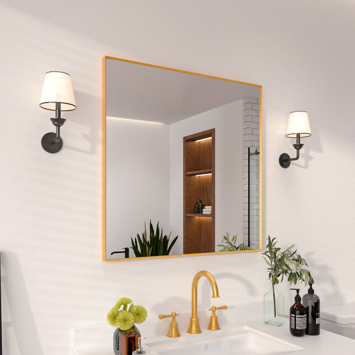 Niveal SE Series Aura Rectangular Framed Wall Bathroom Vanity Mirror