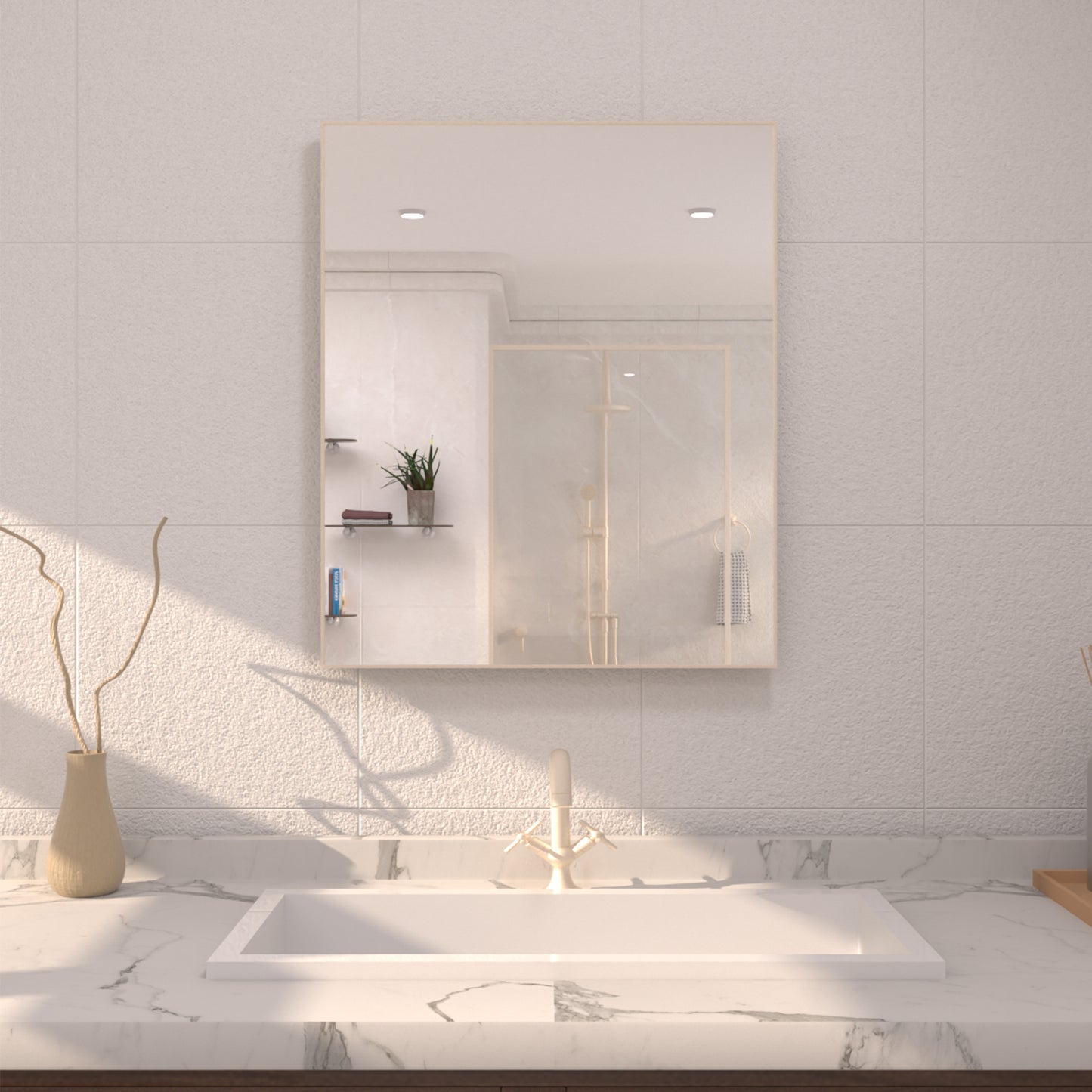 TaiMei 36 in. W x 30 in. H Rectangular Framed Bathroom Vanity Mirror