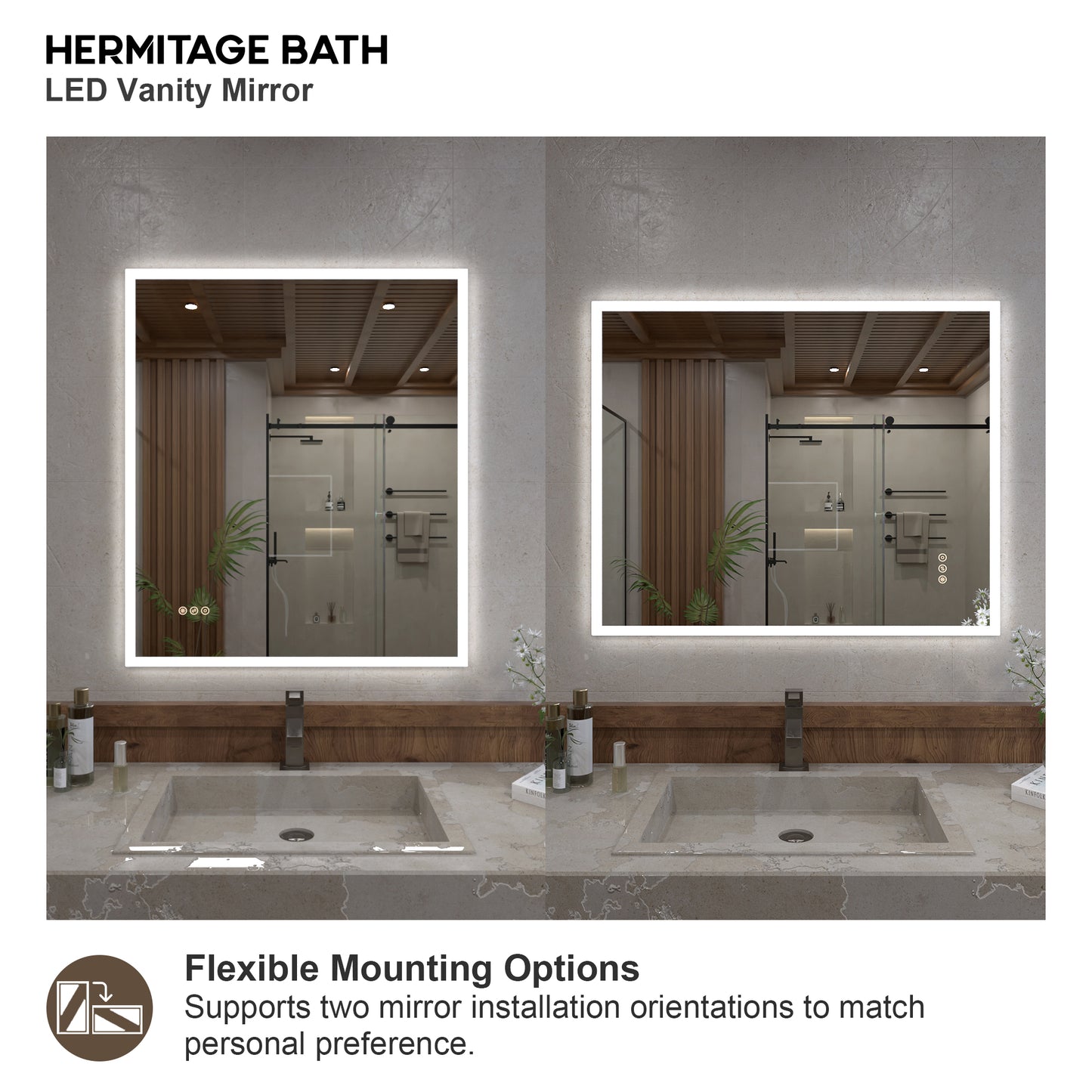 Musci Rectangular Frameless LED Wall Bathroom Vanity Mirror