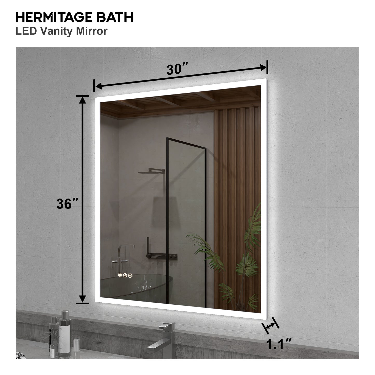 Musci Rectangular Frameless LED Wall Bathroom Vanity Mirror