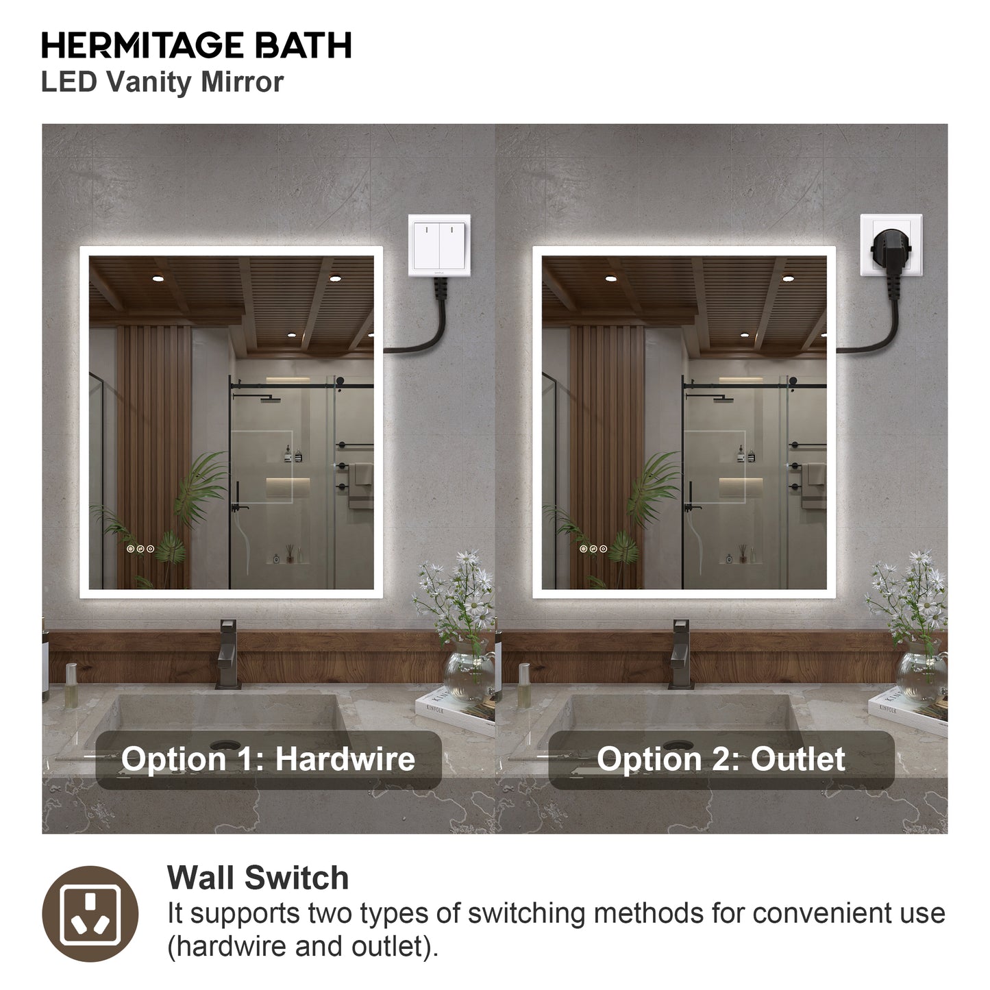 Musci Rectangular Frameless LED Wall Bathroom Vanity Mirror