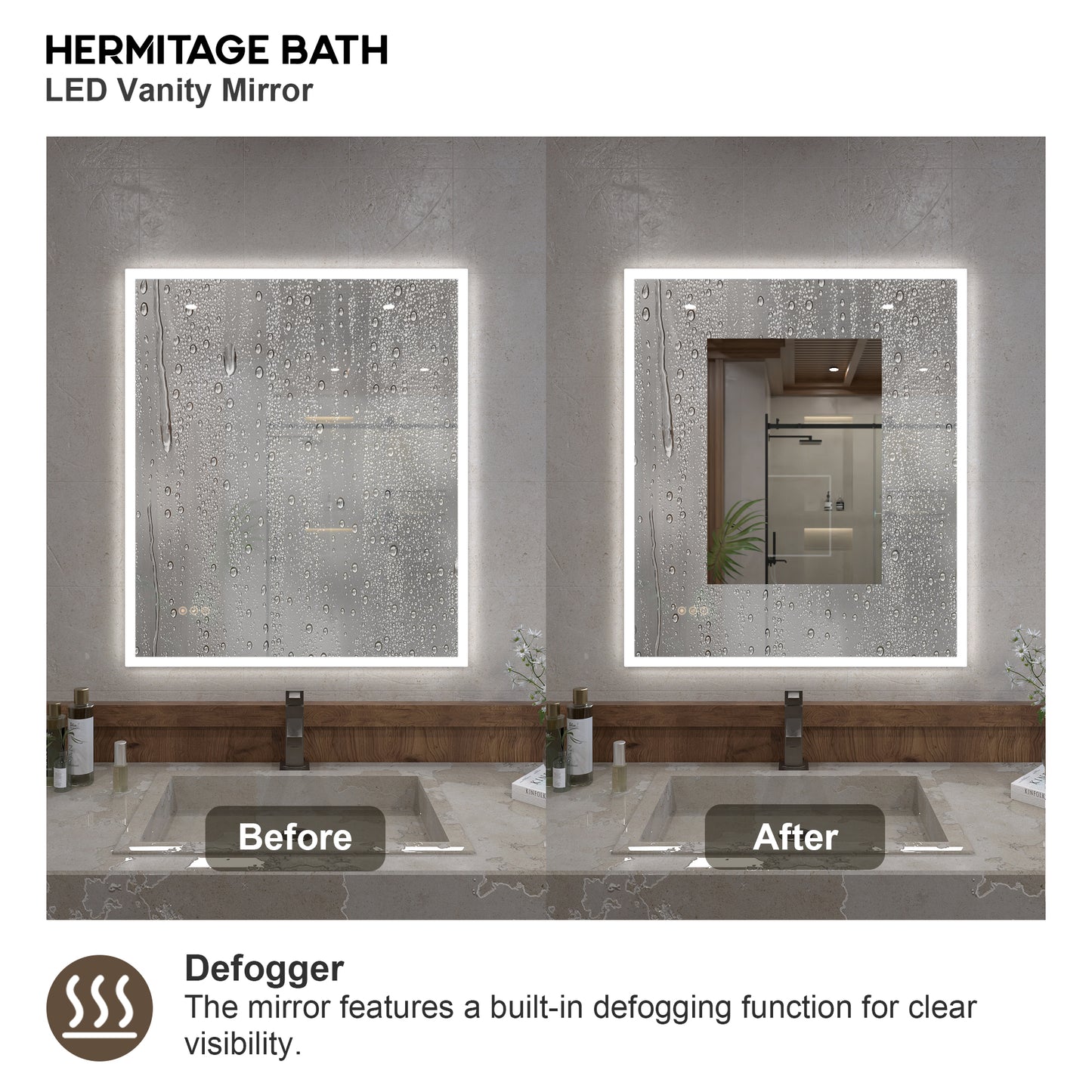 Musci Rectangular Frameless LED Wall Bathroom Vanity Mirror