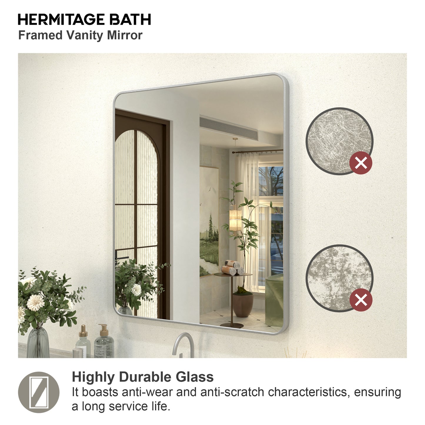 Zyphi 30 in. W x 36 in. H Rectangular Framed Wall Bathroom Vanity Mirror in Brass