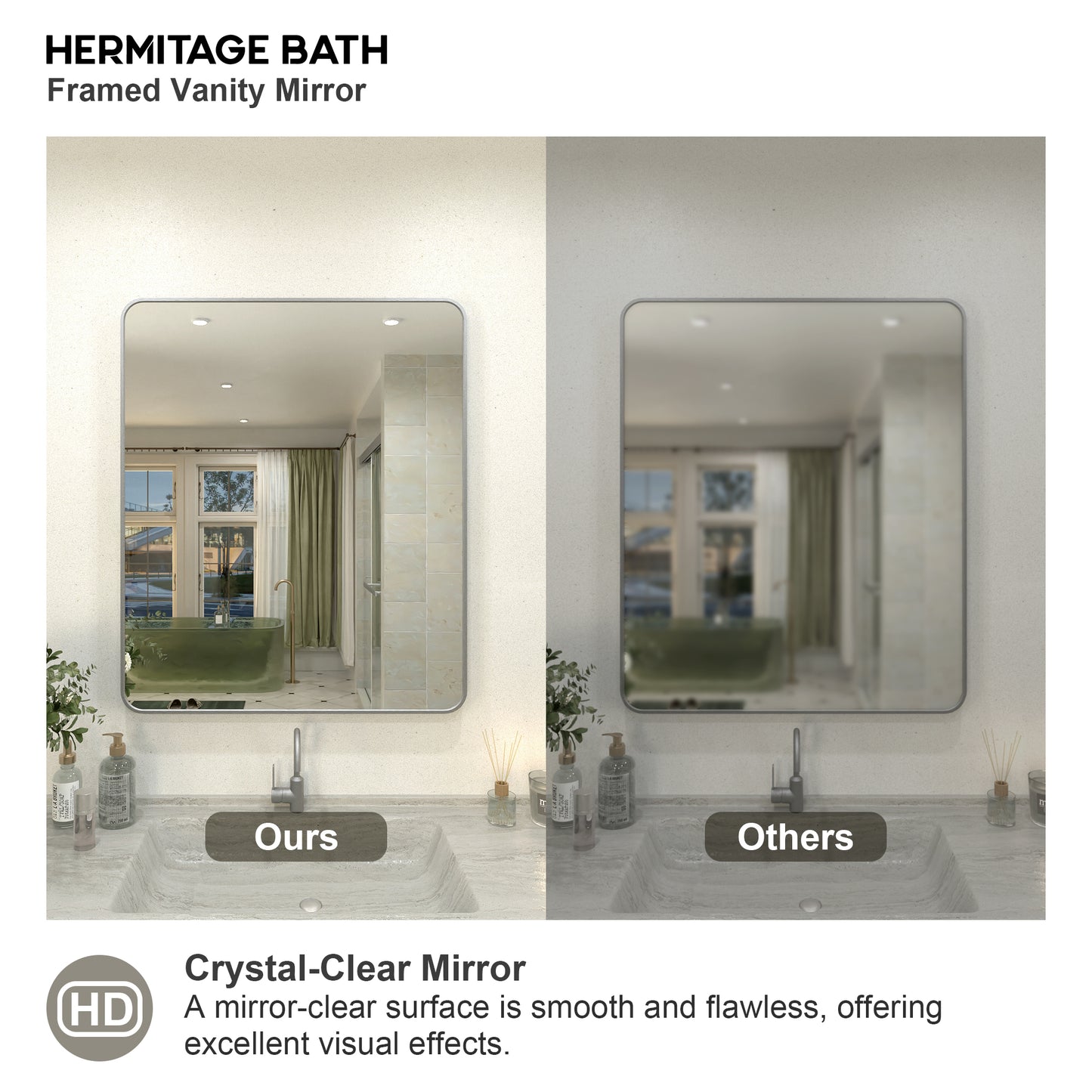 Zyphi 30 in. W x 36 in. H Rectangular Framed Wall Bathroom Vanity Mirror in Brass