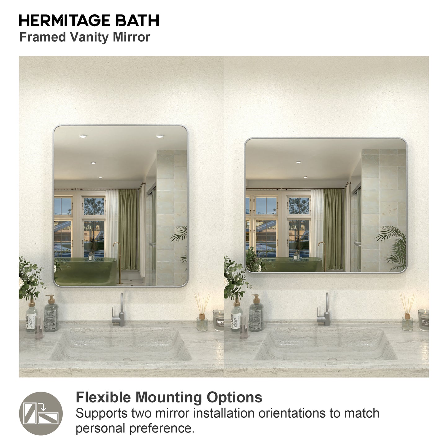 Zyphi 30 in. W x 36 in. H Rectangular Framed Wall Bathroom Vanity Mirror in Brass