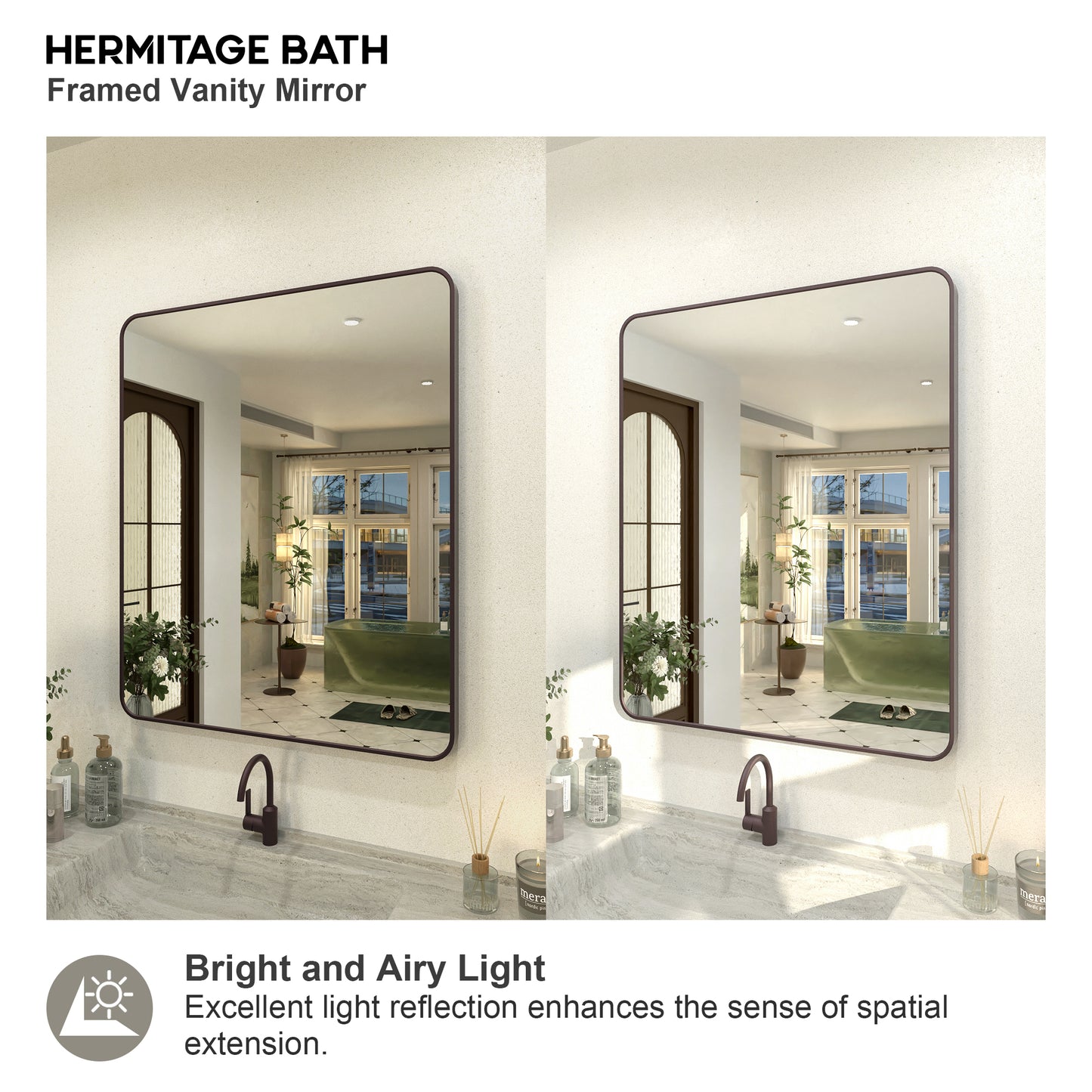 Zyphi 30 in. W x 36 in. H Rectangular Framed Wall Bathroom Vanity Mirror in Brass