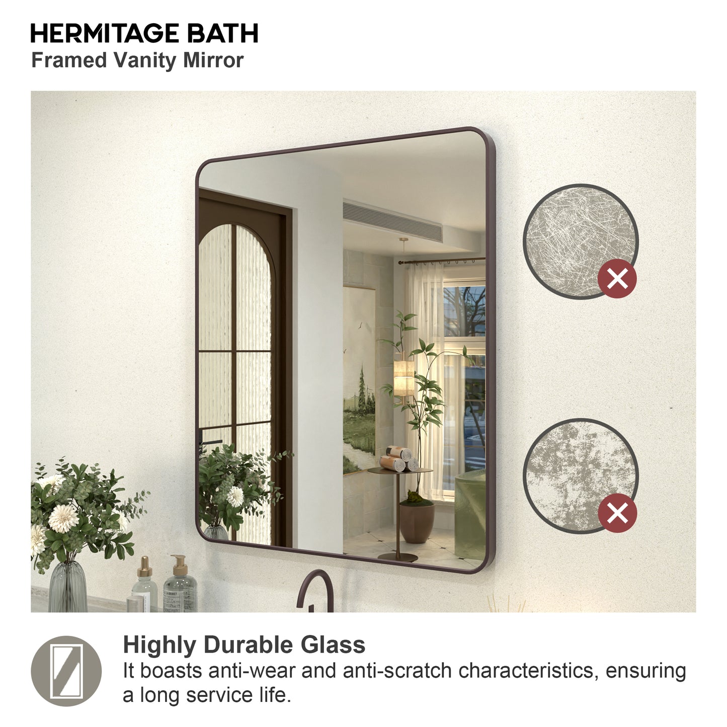 Zyphi 30 in. W x 36 in. H Rectangular Framed Wall Bathroom Vanity Mirror in Brass