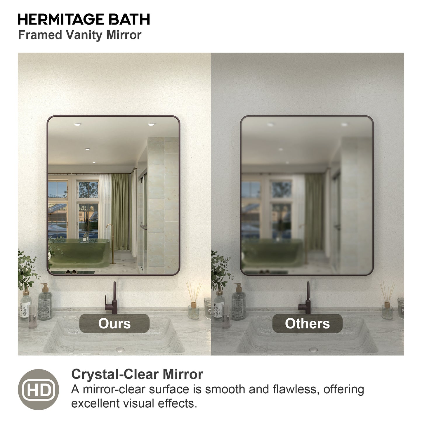 Zyphi 30 in. W x 36 in. H Rectangular Framed Wall Bathroom Vanity Mirror in Brass
