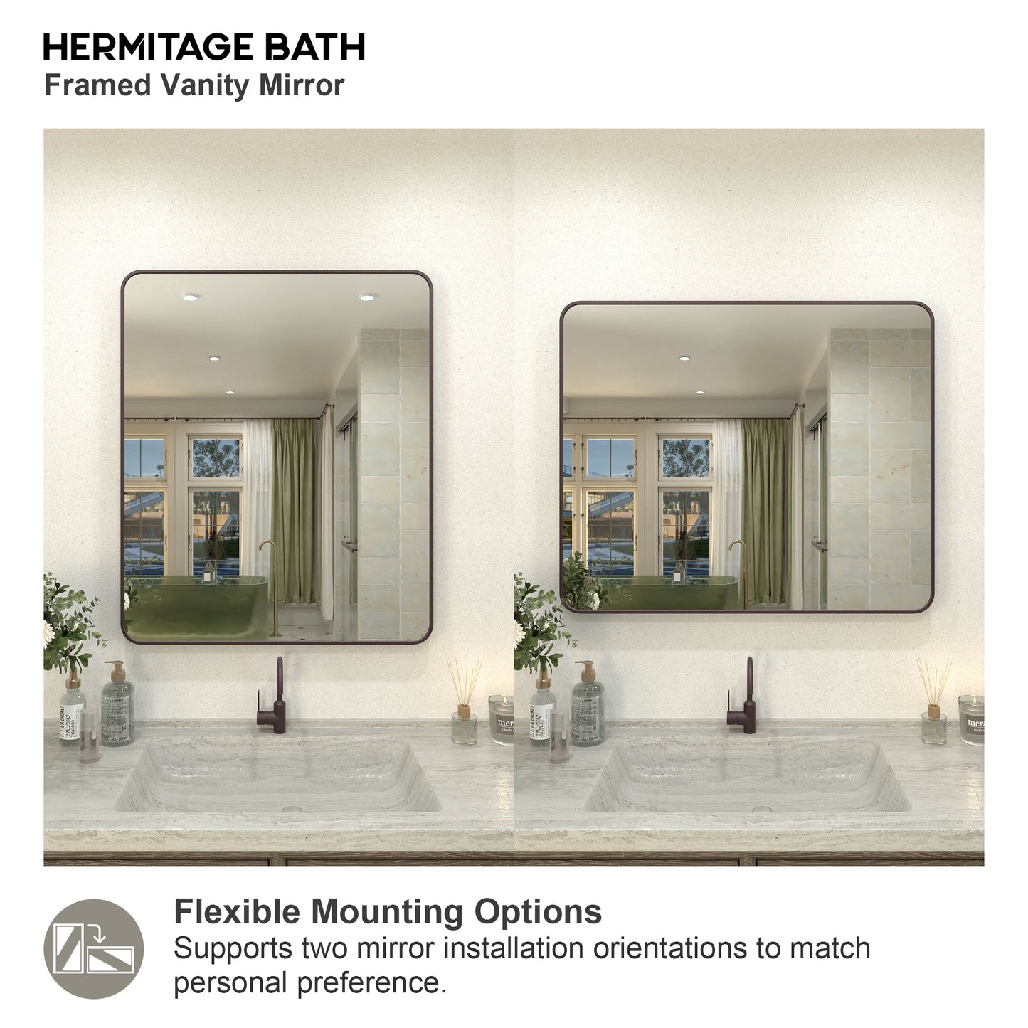 Zyphi 30 in. W x 36 in. H Rectangular Framed Wall Bathroom Vanity Mirror in Brass