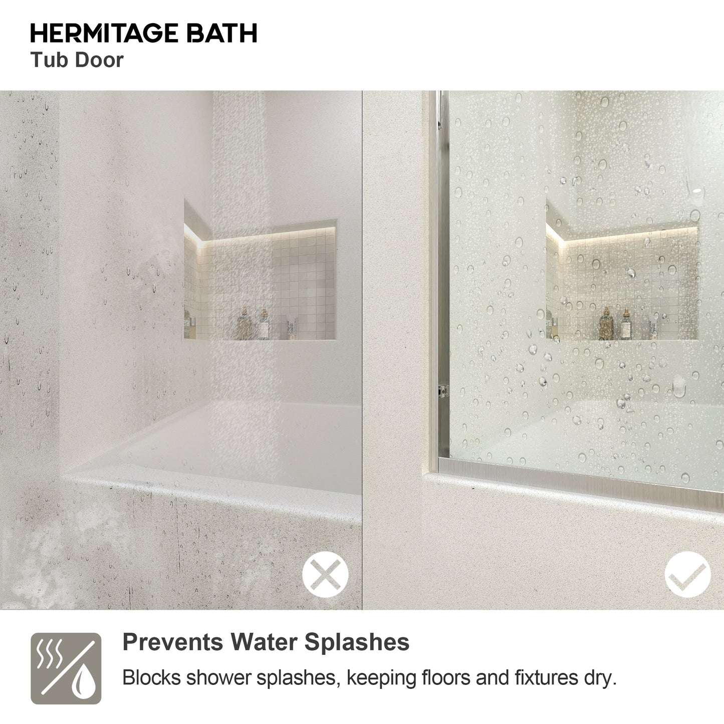 Wish 60 in. W x 56 in. H Sliding Bath Tub Door in Semi Frameless with Clear Glass