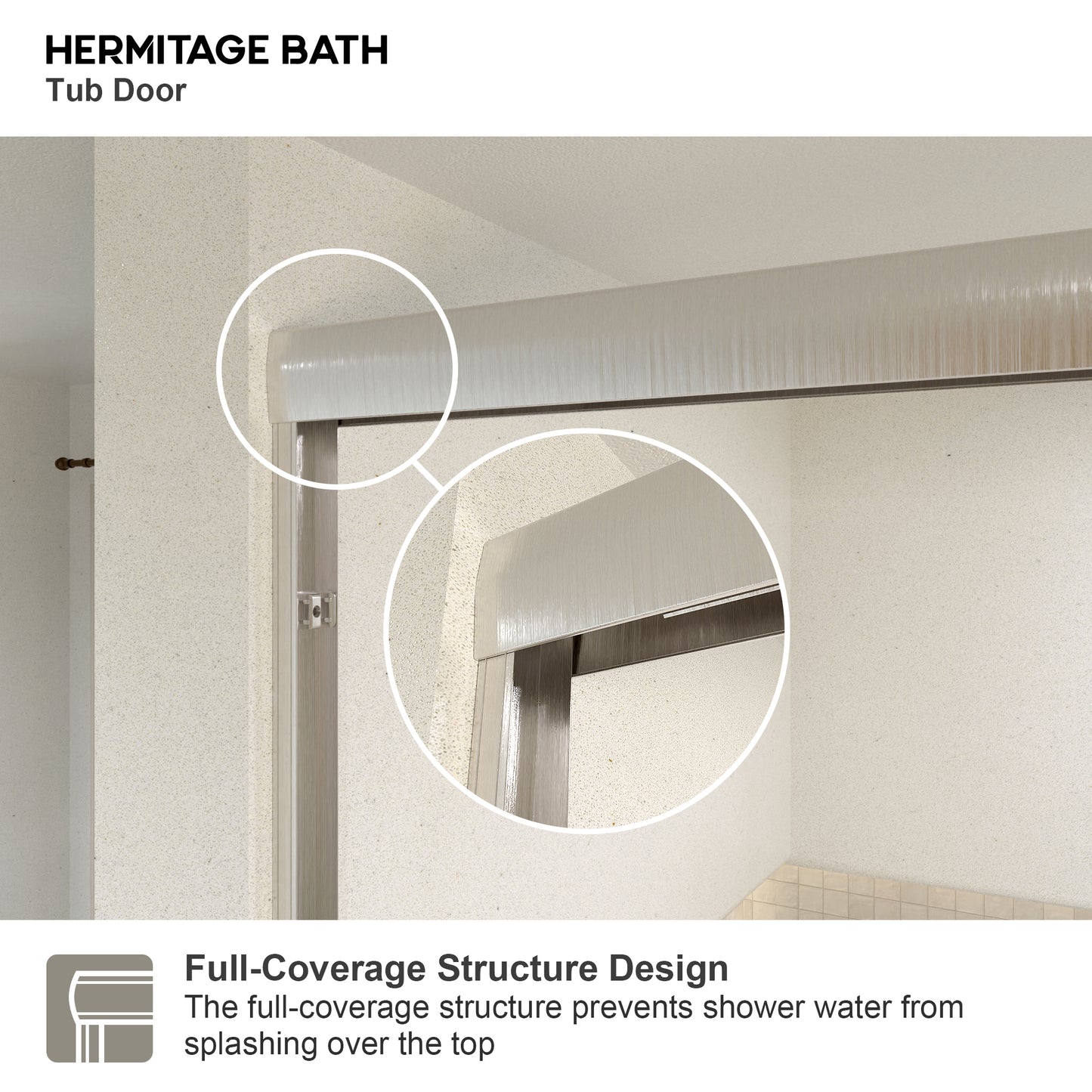 Wish 60 in. W x 56 in. H Sliding Bath Tub Door in Semi Frameless with Clear Glass