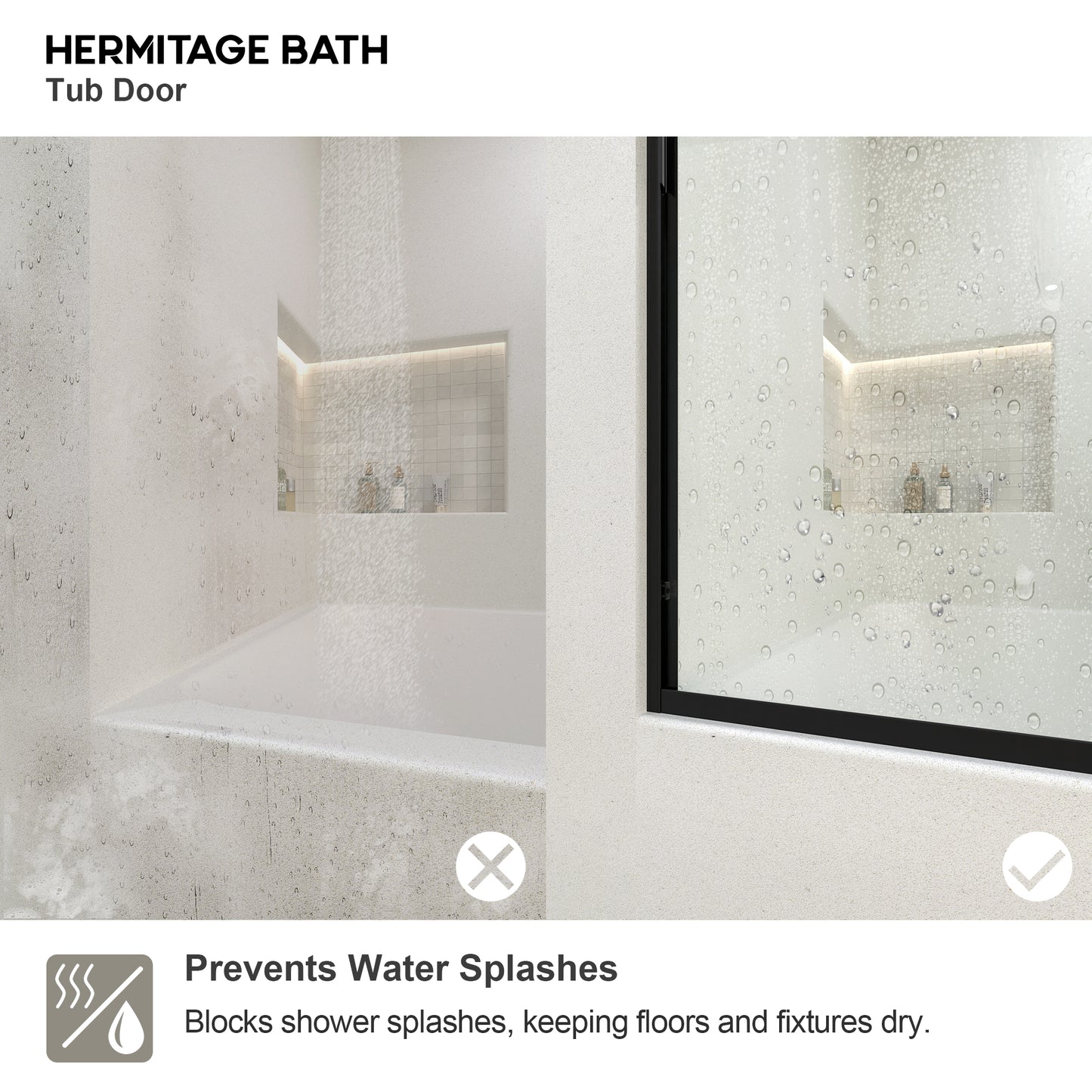 Wish 60 in. W x 56 in. H Sliding Bath Tub Door in Semi Frameless with Clear Glass