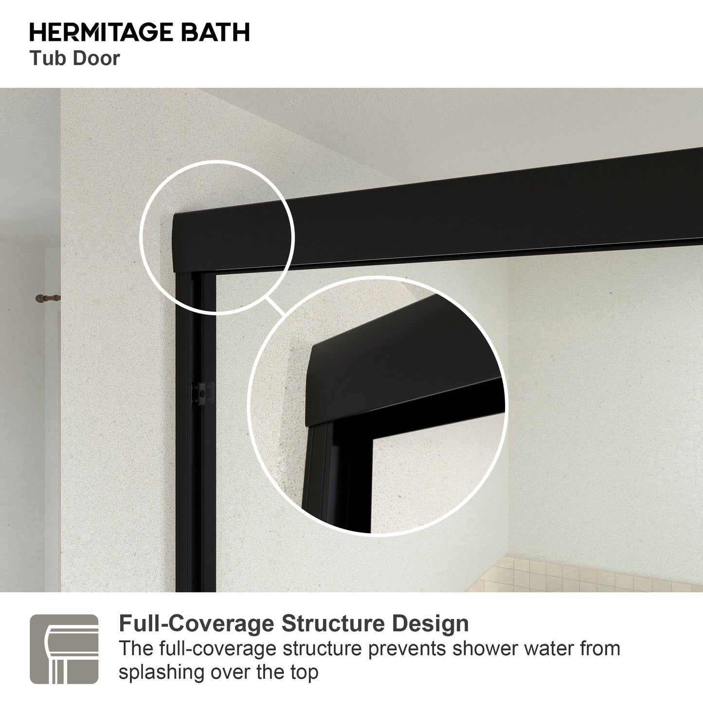 Wish 60 in. W x 56 in. H Sliding Bath Tub Door in Semi Frameless with Clear Glass
