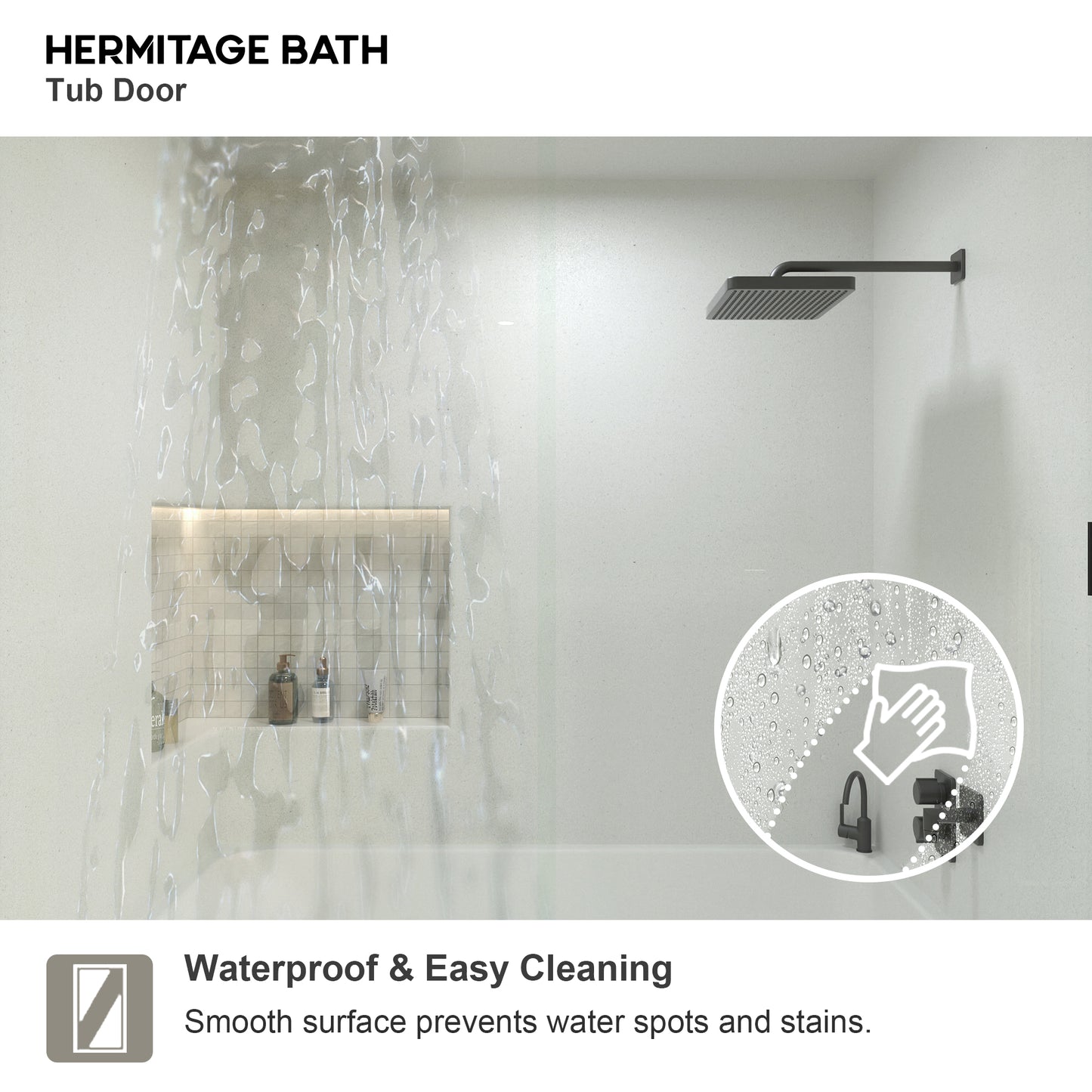 Wish 60 in. W x 56 in. H Sliding Bath Tub Door in Semi Frameless with Clear Glass