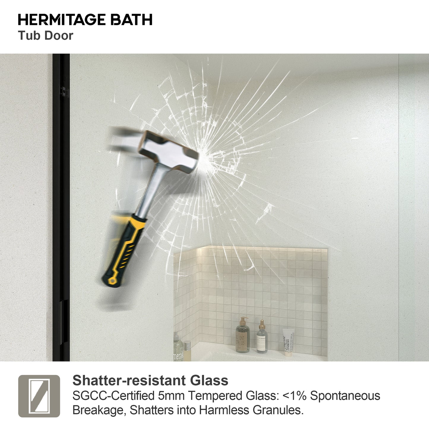 Wish 60 in. W x 56 in. H Sliding Bath Tub Door in Semi Frameless with Clear Glass
