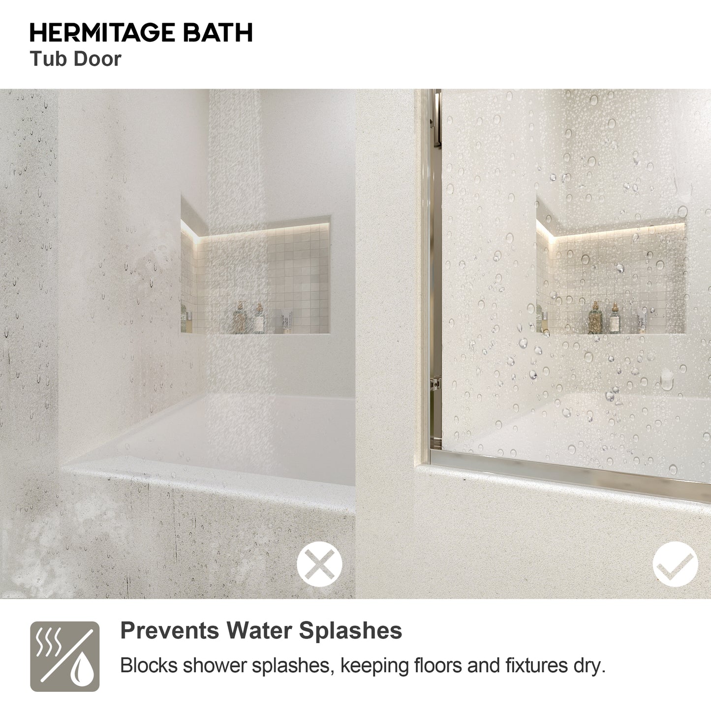 Wish 60 in. W x 56 in. H Sliding Bath Tub Door in Semi Frameless with Clear Glass
