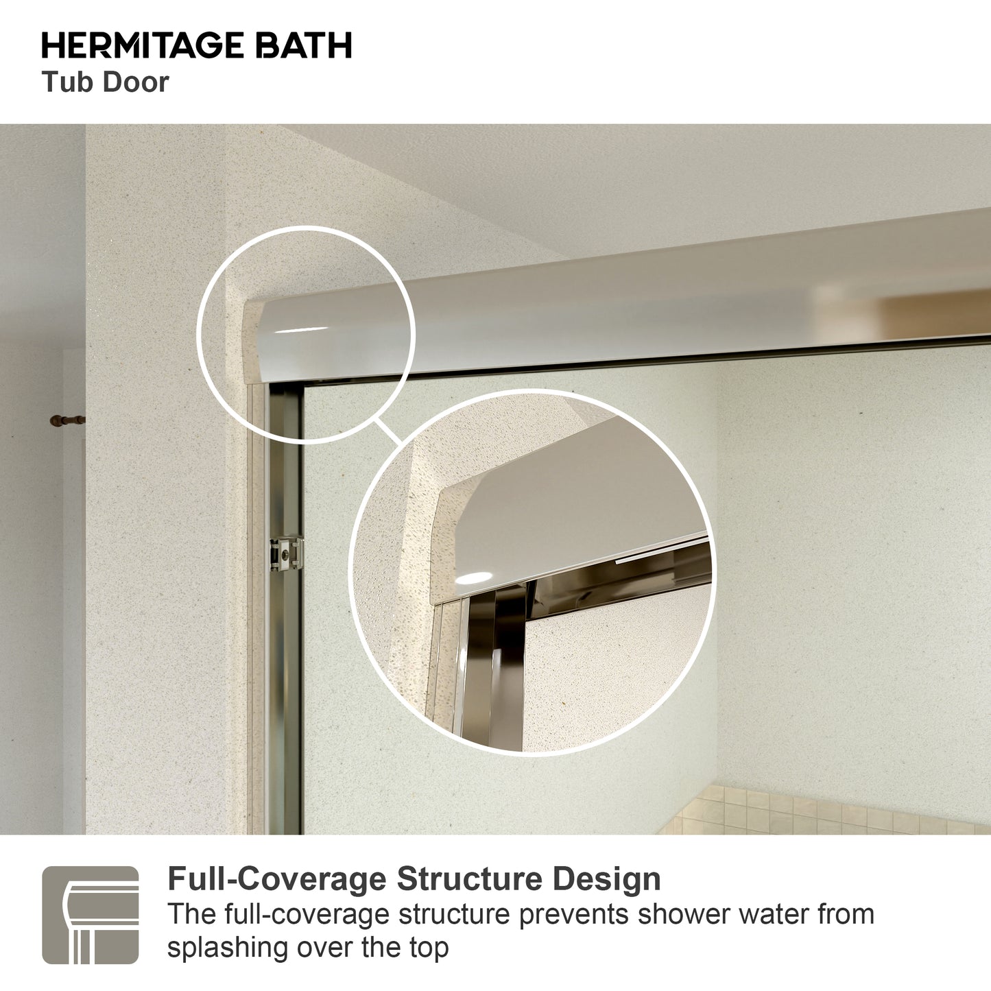 Wish 60 in. W x 56 in. H Sliding Bath Tub Door in Semi Frameless with Clear Glass
