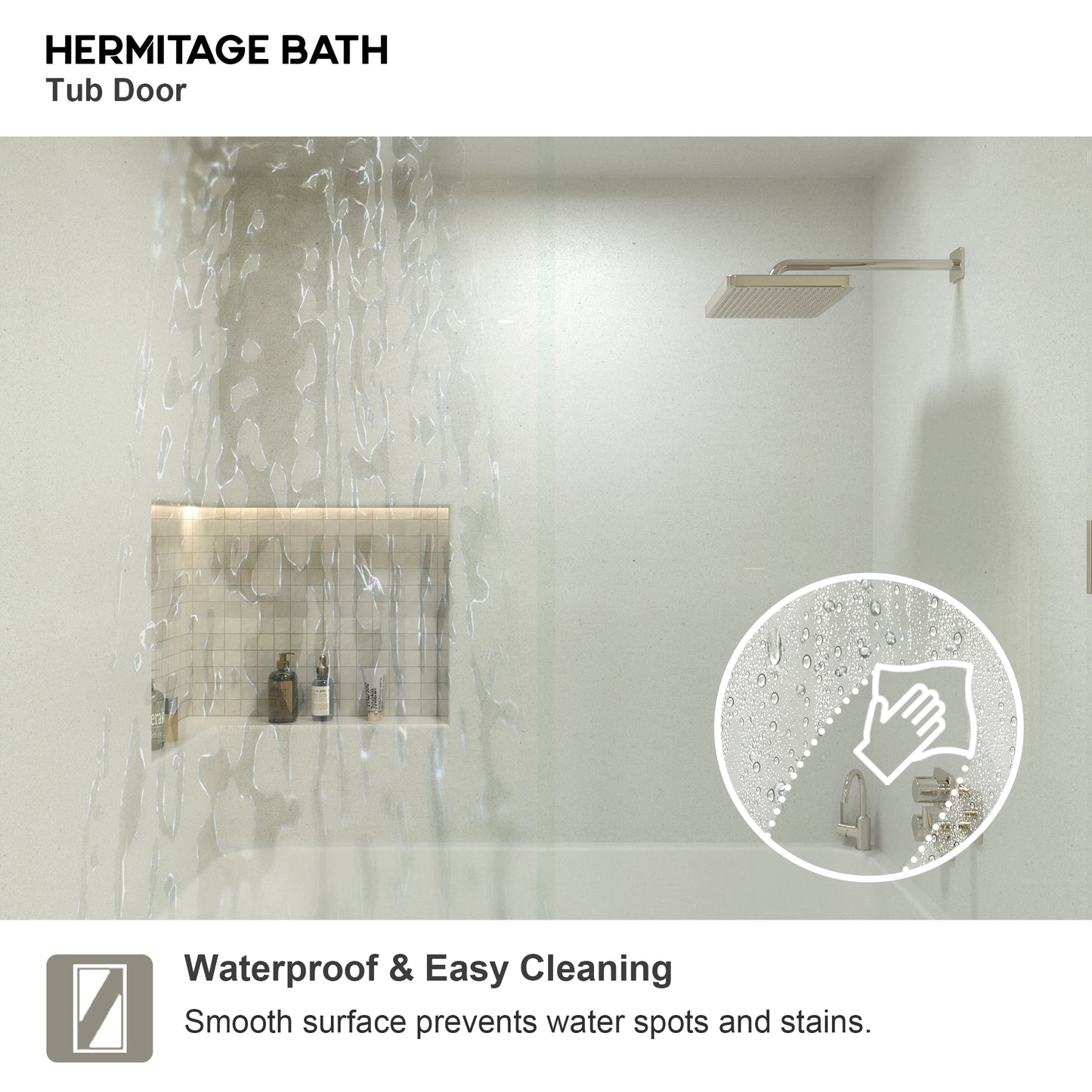 Wish 60 in. W x 56 in. H Sliding Bath Tub Door in Semi Frameless with Clear Glass