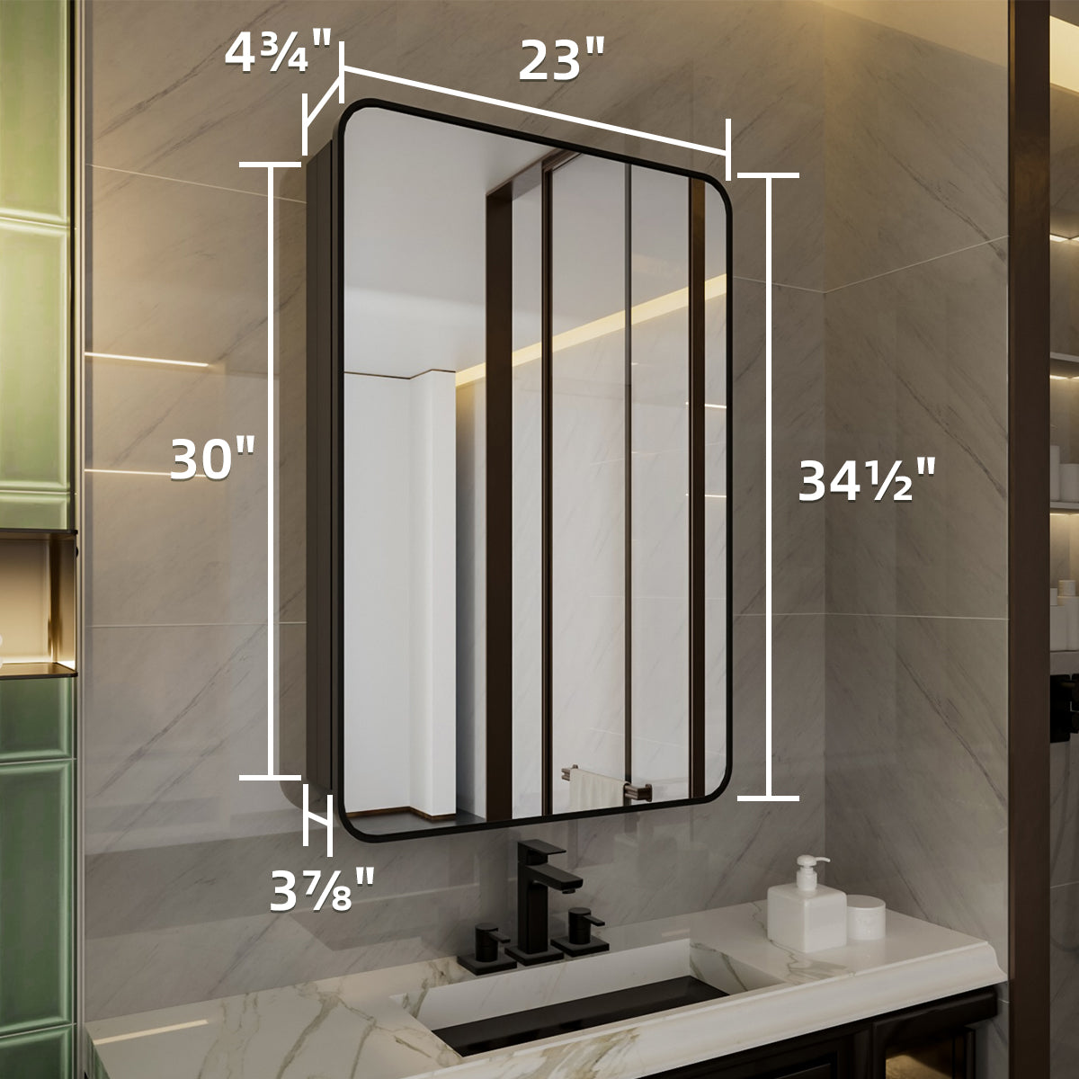 Niveal LUFM Series Rectangular Aluminum Framed Medicine Cabinet with Mirror