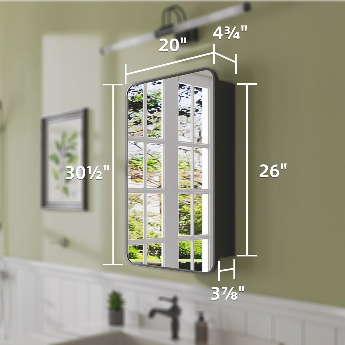 Niveal FMC Series Rectangular Aluminum Recessed/Surface Mount Framed Medicine Cabinet with Mirror