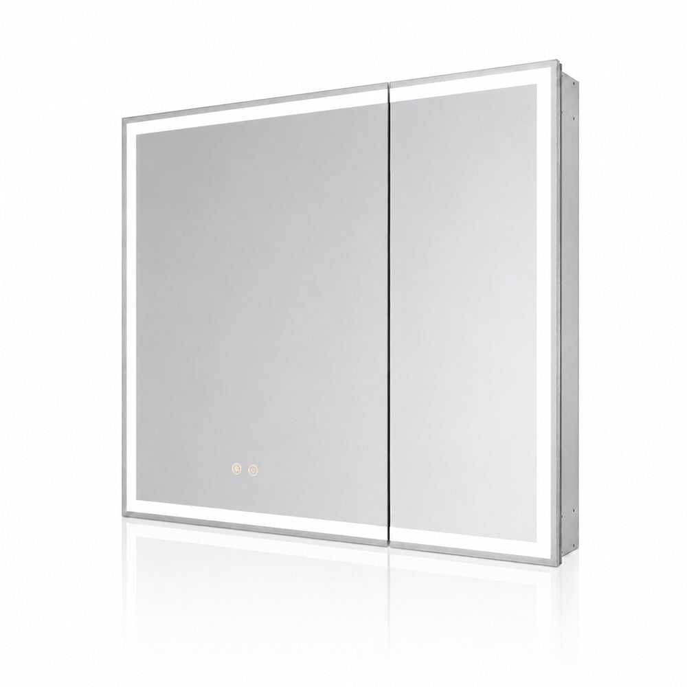 Kaelis Rectangular Aluminum Recessed/Surface Mount Medicine Cabinet with Mirror in Silver