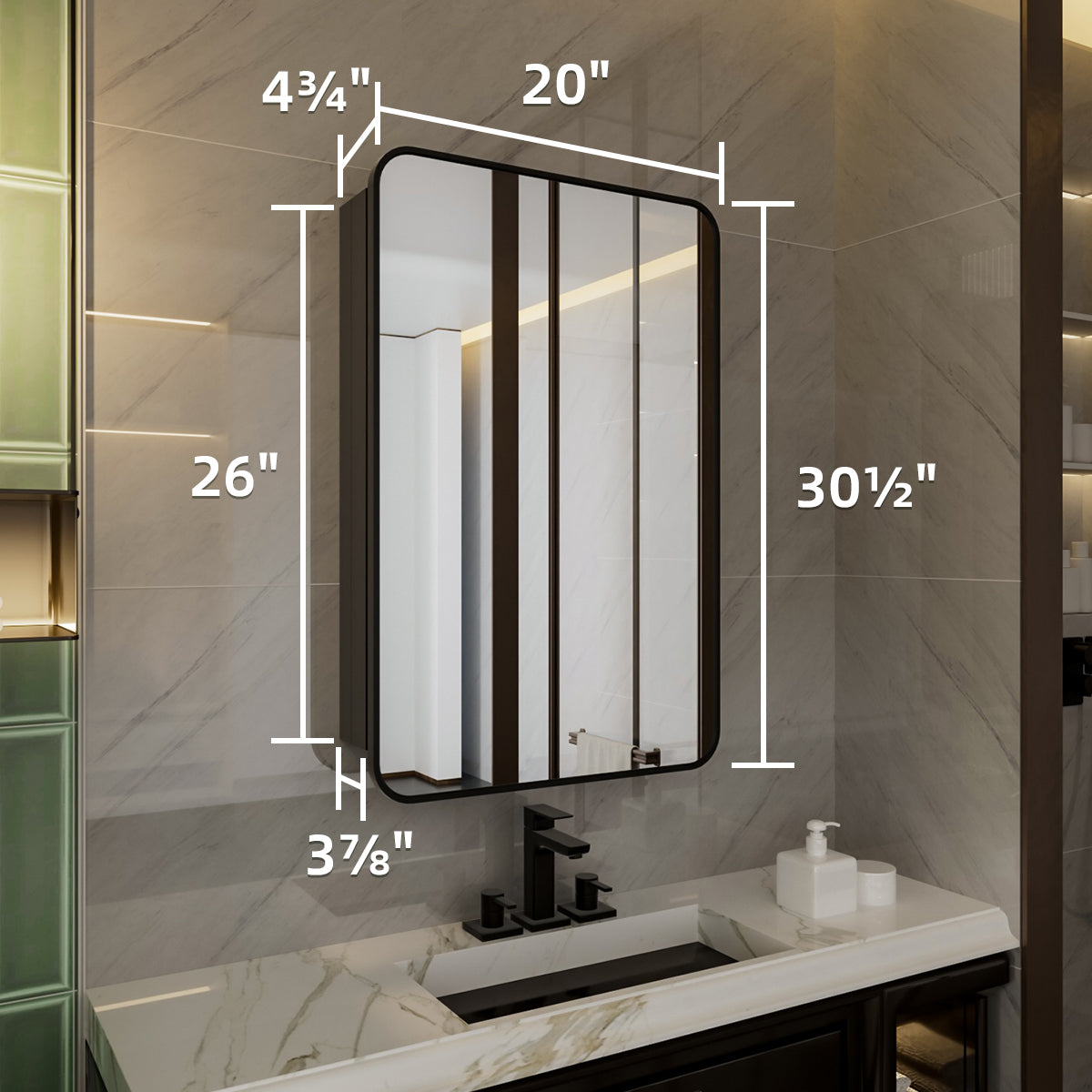 Niveal LUFM Series Rectangular Aluminum Framed Medicine Cabinet with Mirror