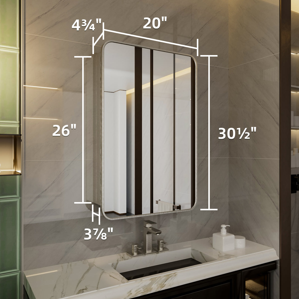 Niveal LUFM Series Rectangular Aluminum Framed Medicine Cabinet with Mirror