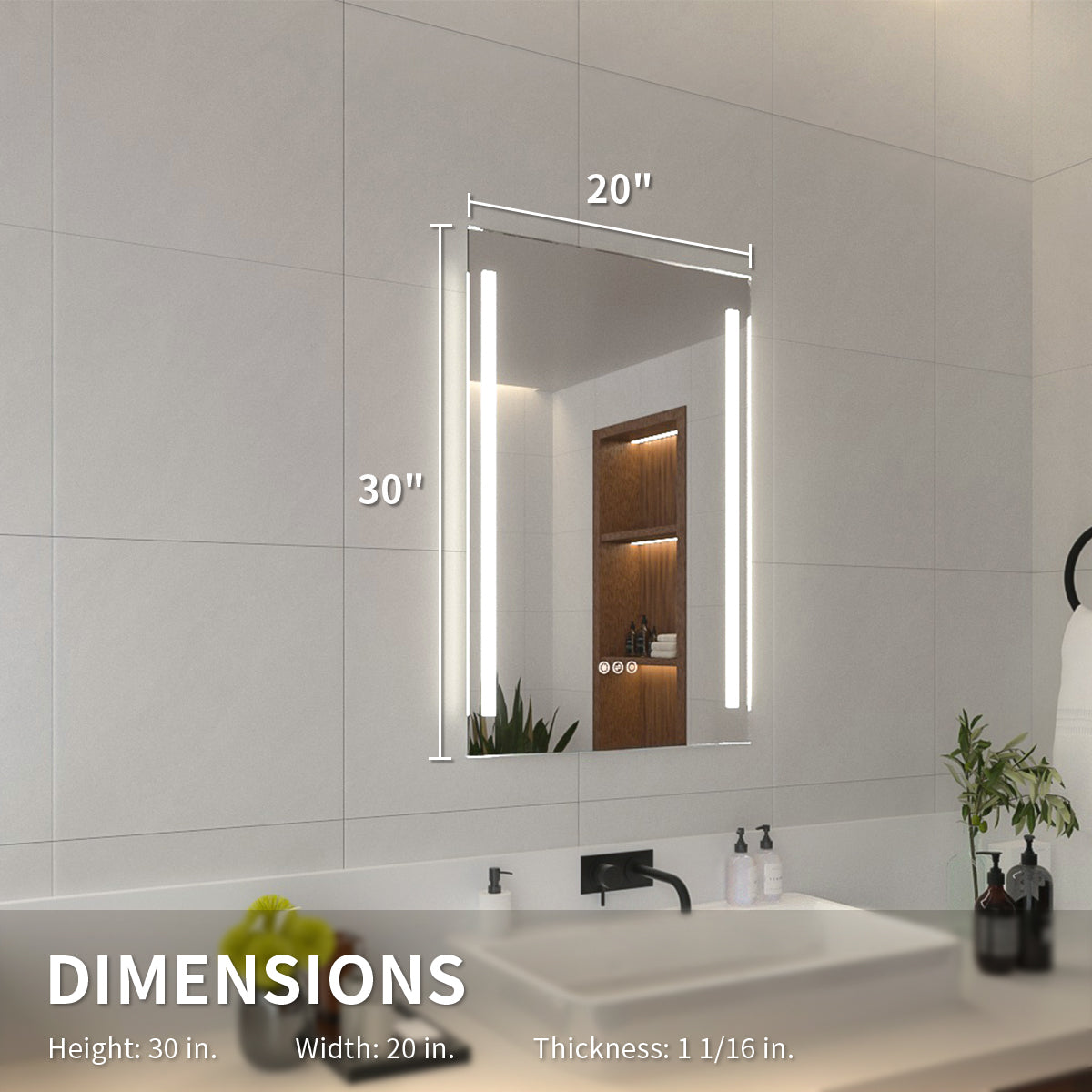 Niveal LMI02 Series Rectangular Frameless LED Wall Bathroom Vanity Mirror