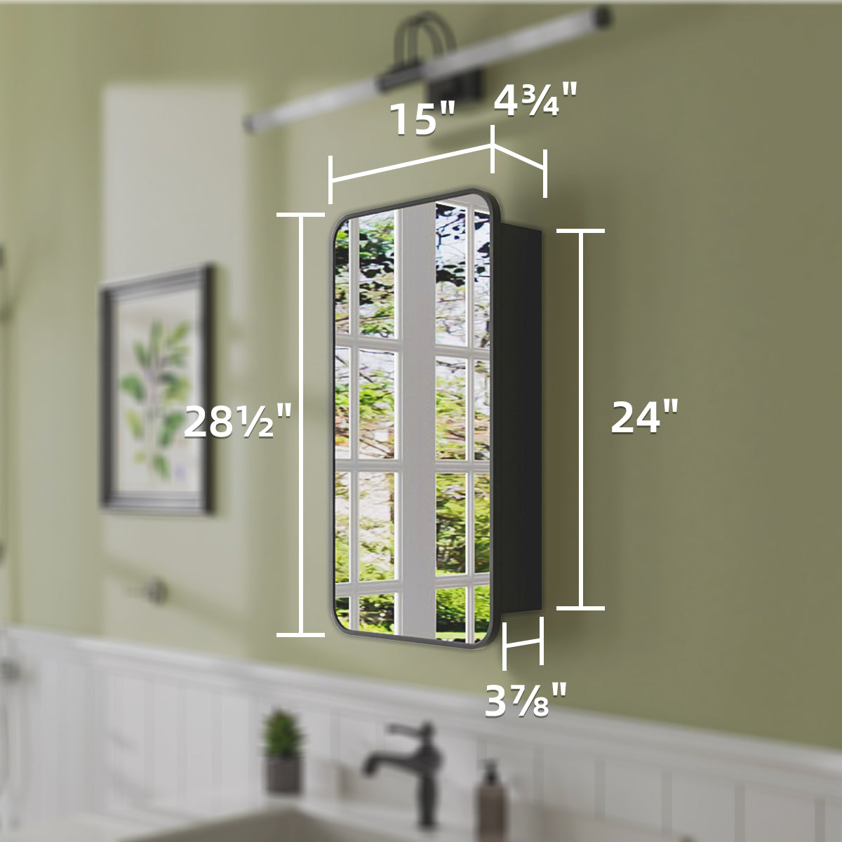 Niveal FMC Series Rectangular Aluminum Recessed/Surface Mount Framed Medicine Cabinet with Mirror