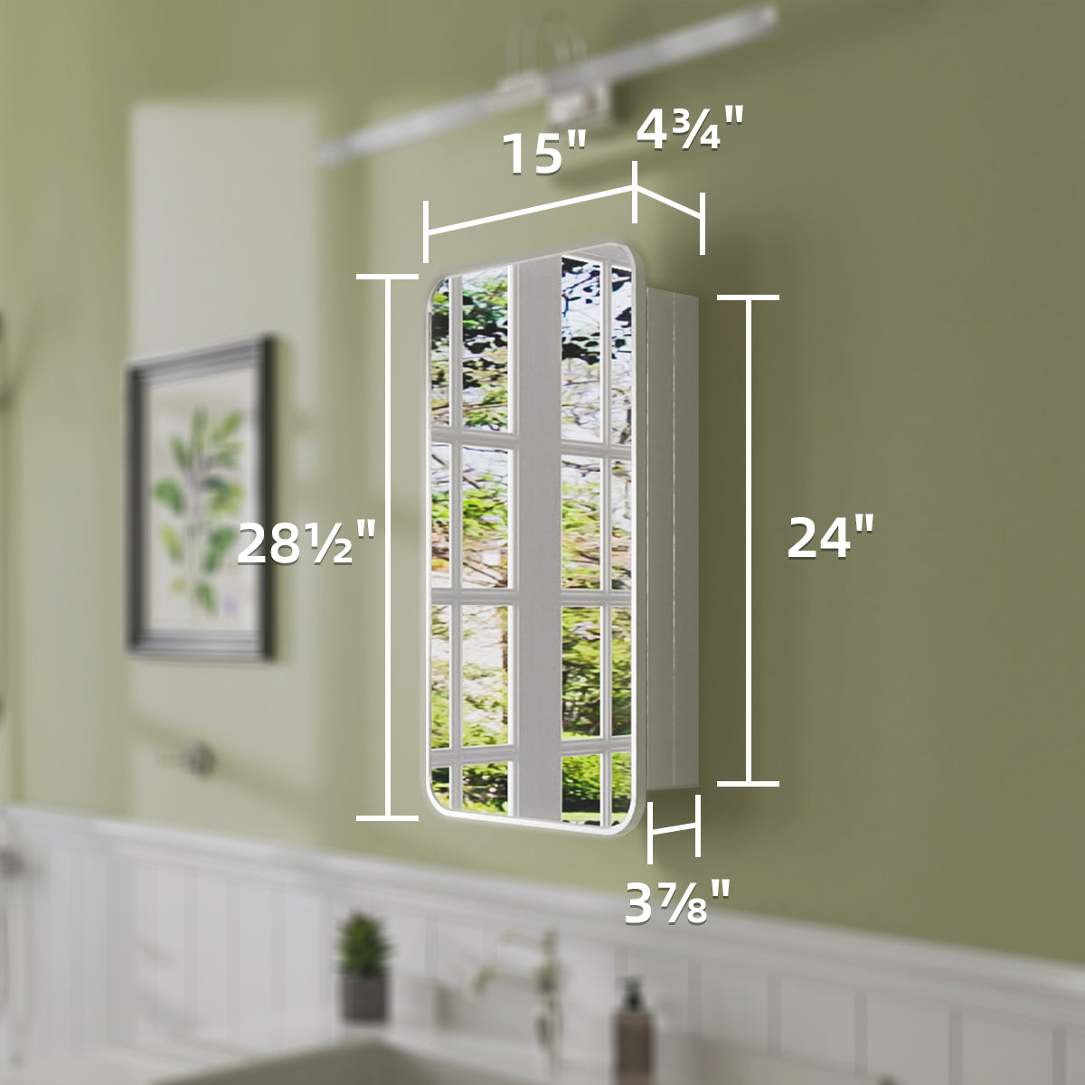 Niveal FMC Series Rectangular Aluminum Recessed/Surface Mount Framed Medicine Cabinet with Mirror