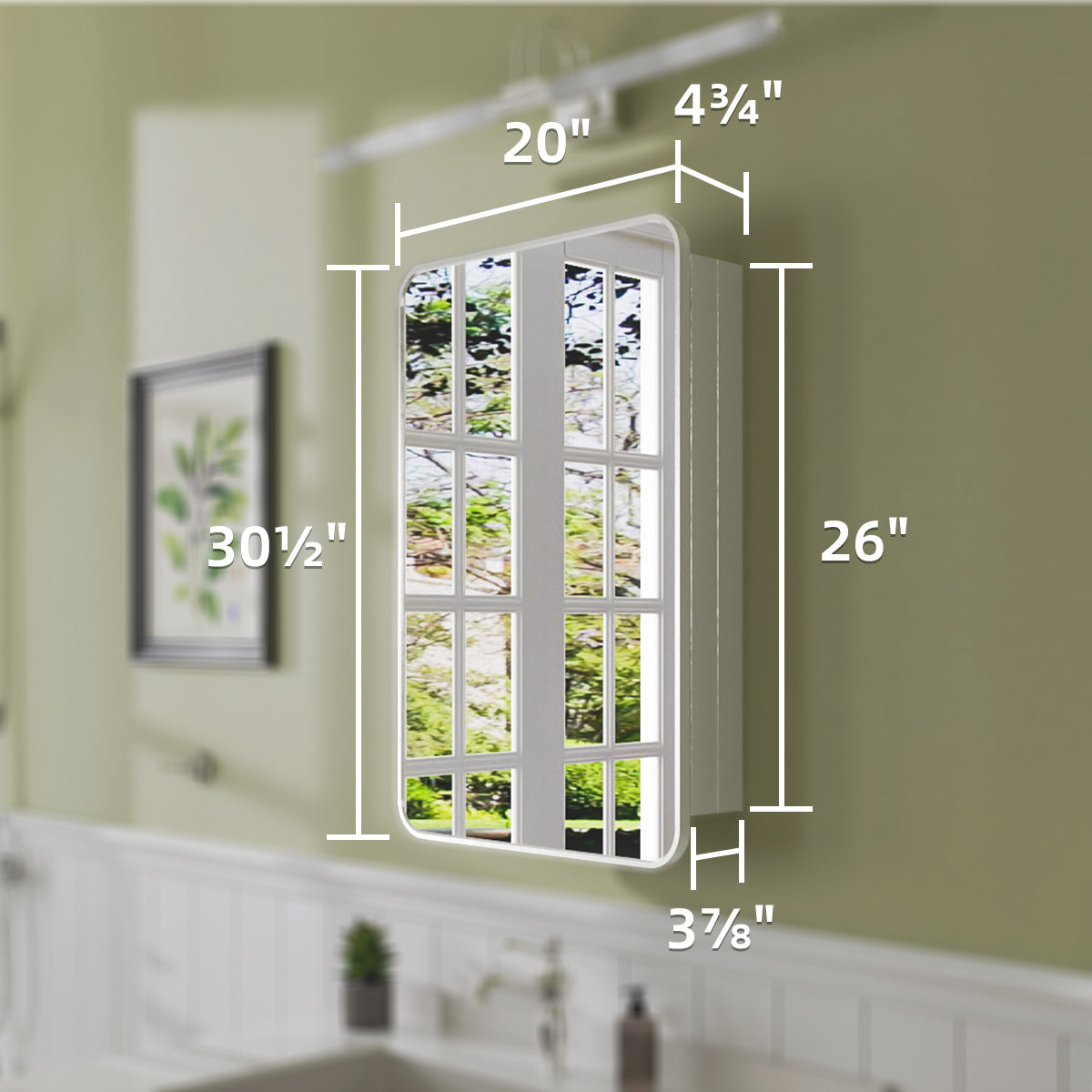 Niveal FMC Series Rectangular Aluminum Recessed/Surface Mount Framed Medicine Cabinet with Mirror
