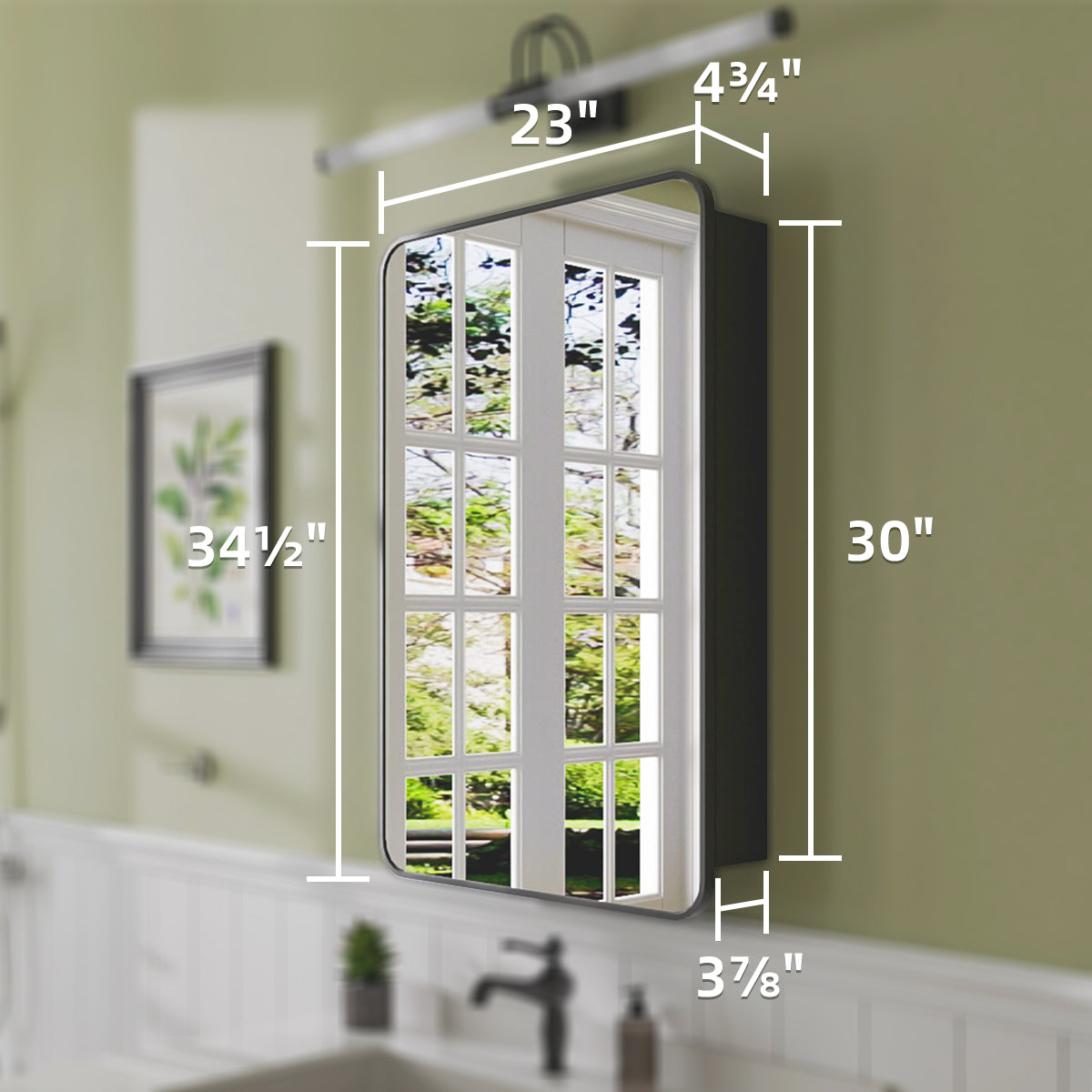 Niveal FMC Series Rectangular Aluminum Recessed/Surface Mount Framed Medicine Cabinet with Mirror