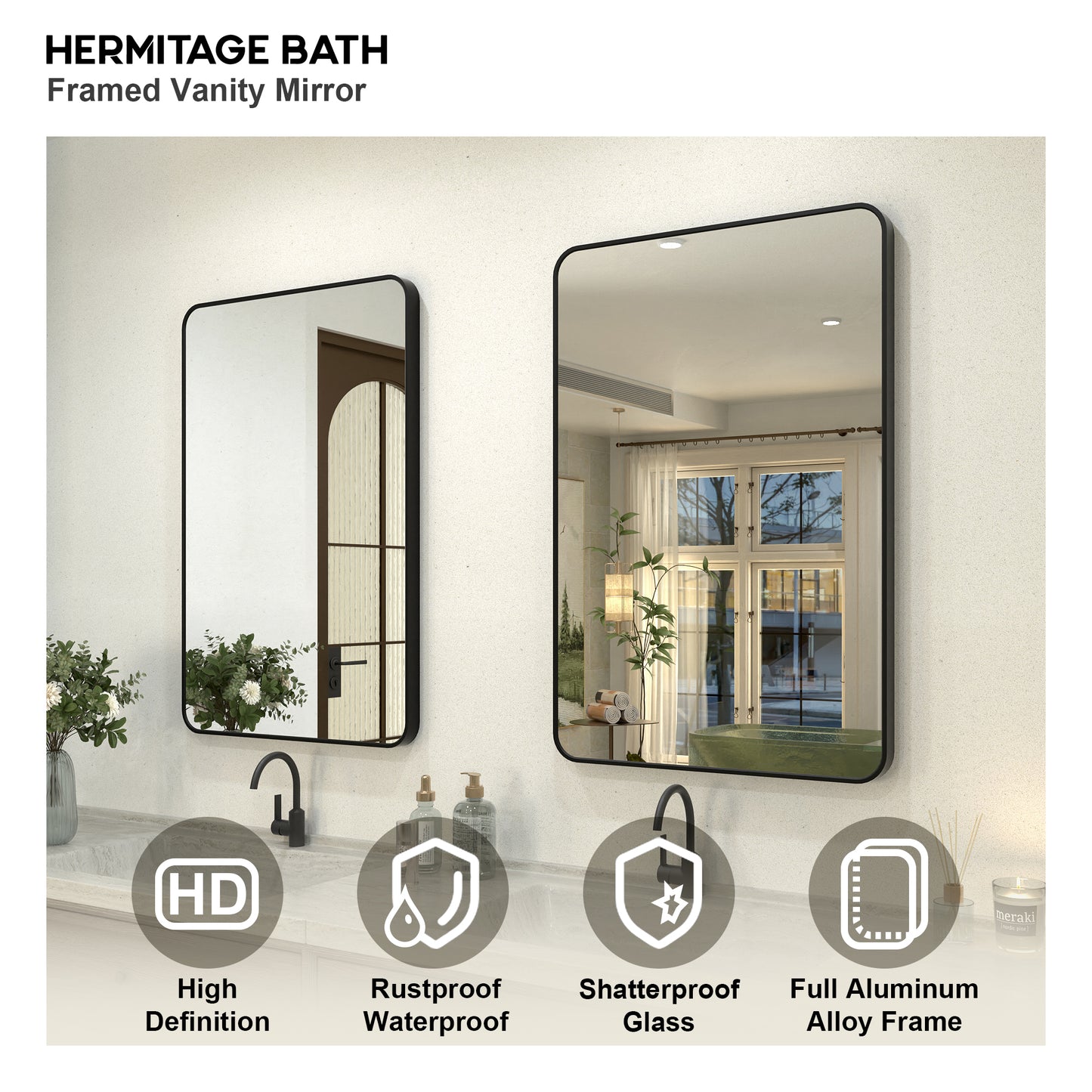 Zyphi 24 in. W x 36 in. H Rectangular Framed Wall Bathroom Vanity Mirror in Gun Grey
