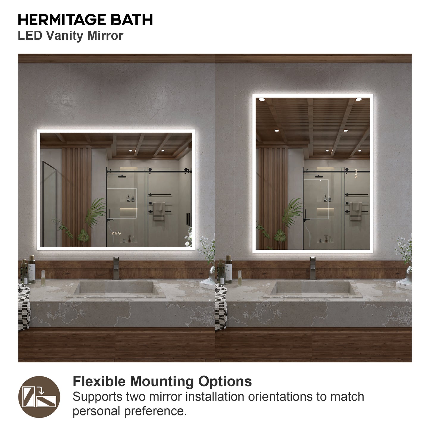 Musci Rectangular Frameless LED Wall Bathroom Vanity Mirror