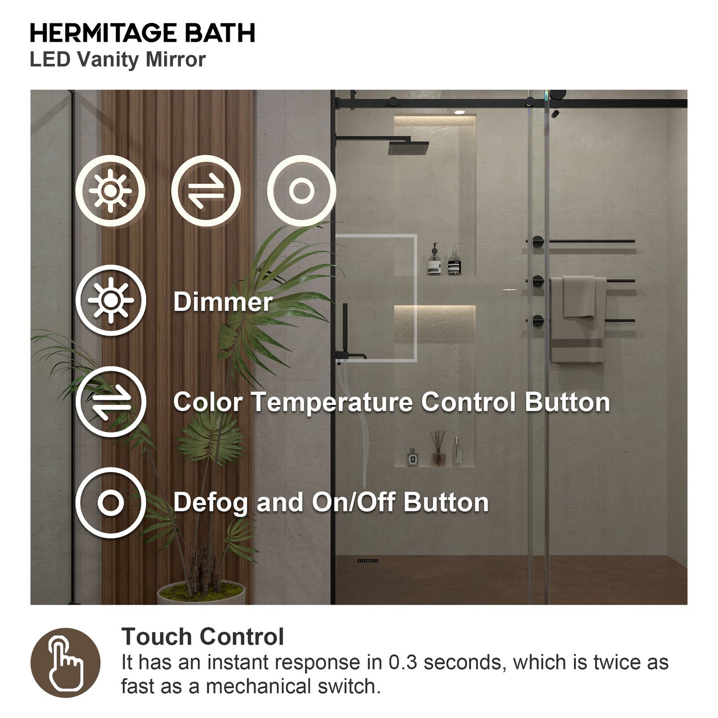 Haru Rectangular Frameless LED Wall Bathroom Vanity Mirror