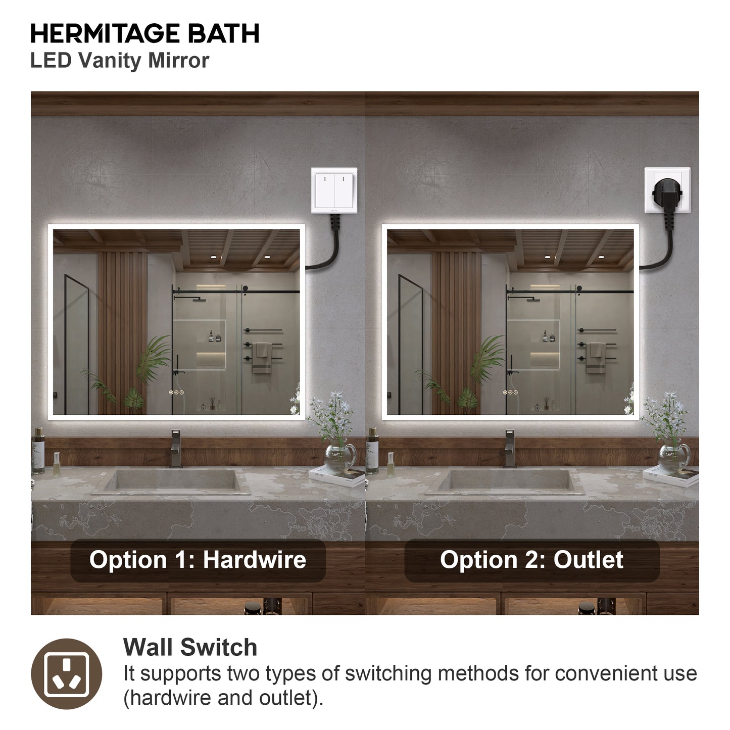 Musci Rectangular Frameless LED Wall Bathroom Vanity Mirror