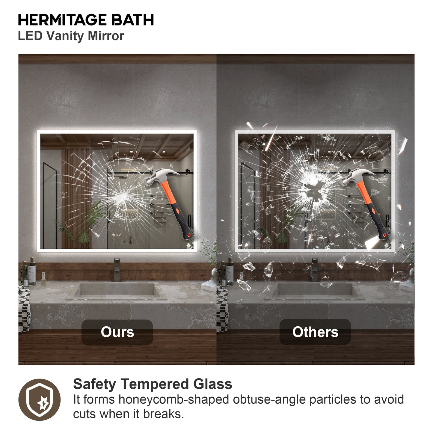 Musci Rectangular Frameless LED Wall Bathroom Vanity Mirror