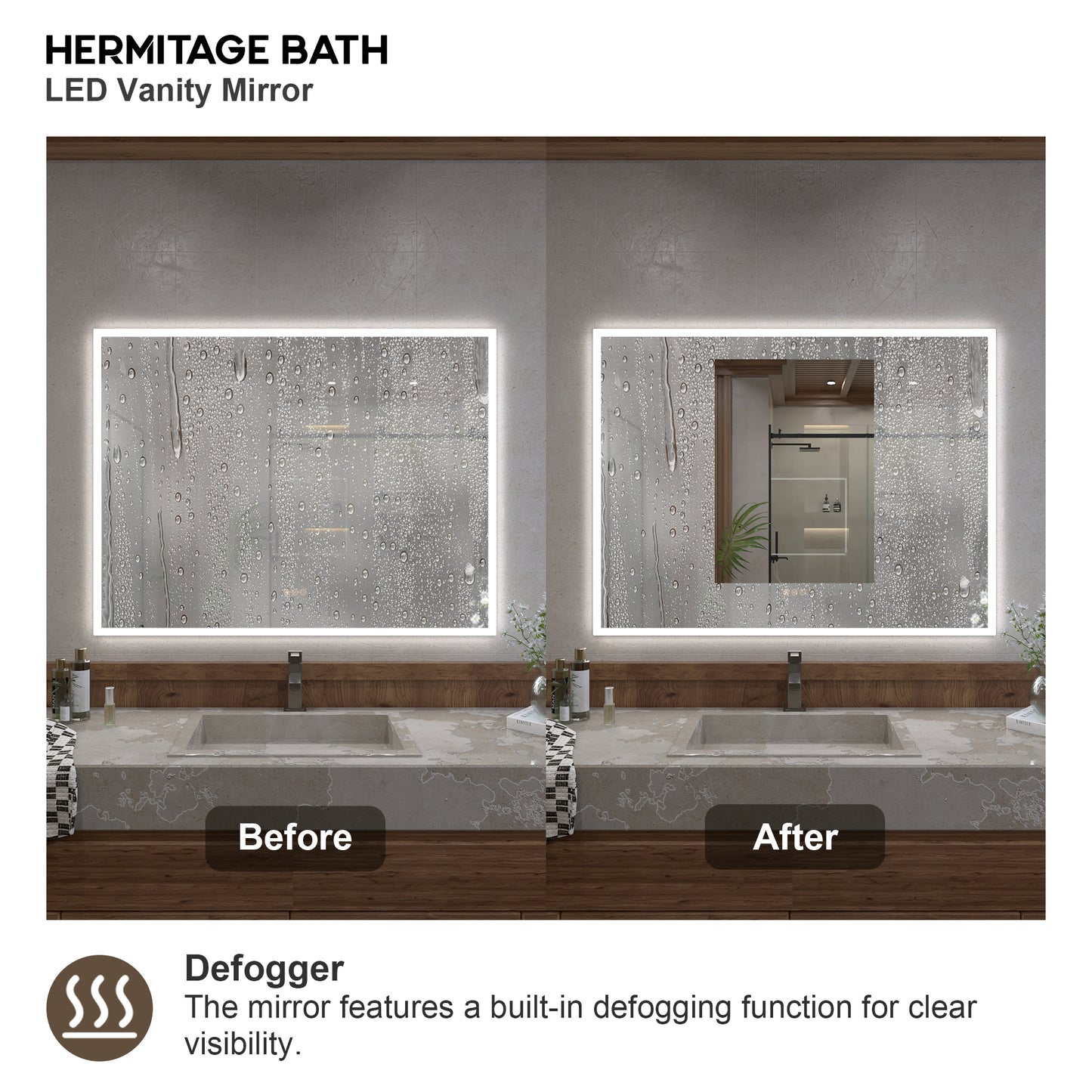 Musci Rectangular Frameless LED Wall Bathroom Vanity Mirror