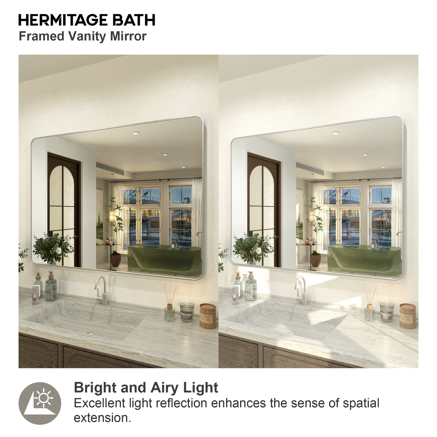 Zyphi 48 in. W x 36 in. H Rectangular Framed Wall Bathroom Vanity Mirror