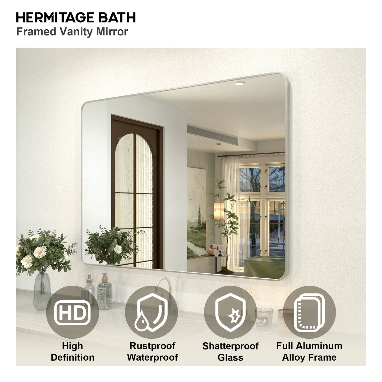 Zyphi 48 in. W x 36 in. H Rectangular Framed Wall Bathroom Vanity Mirror