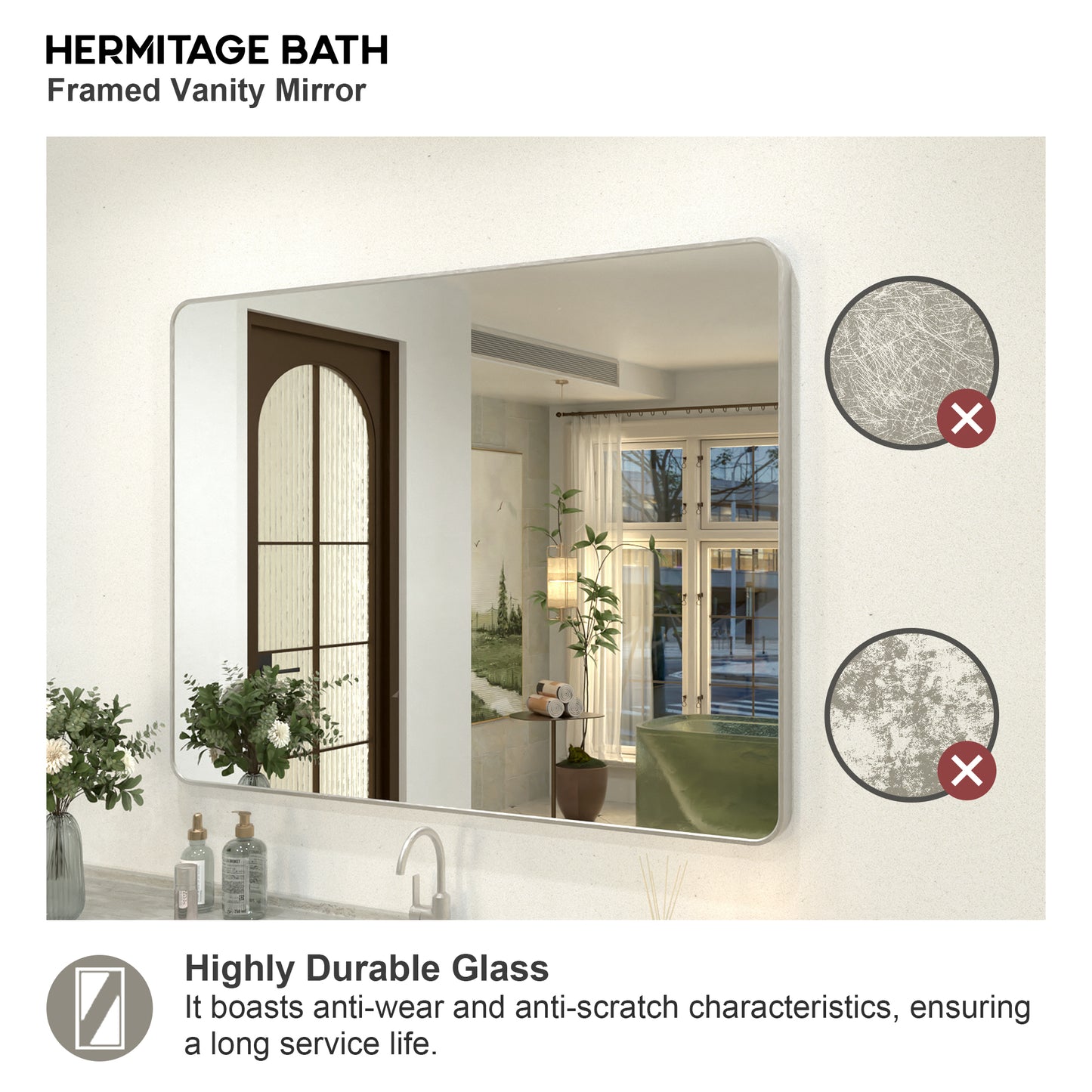 Zyphi 48 in. W x 36 in. H Rectangular Framed Wall Bathroom Vanity Mirror