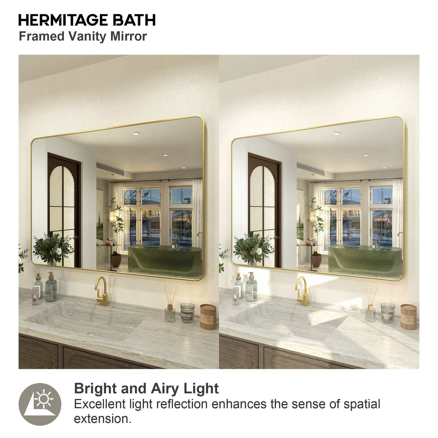 Zyphi 48 in. W x 36 in. H Rectangular Framed Wall Bathroom Vanity Mirror